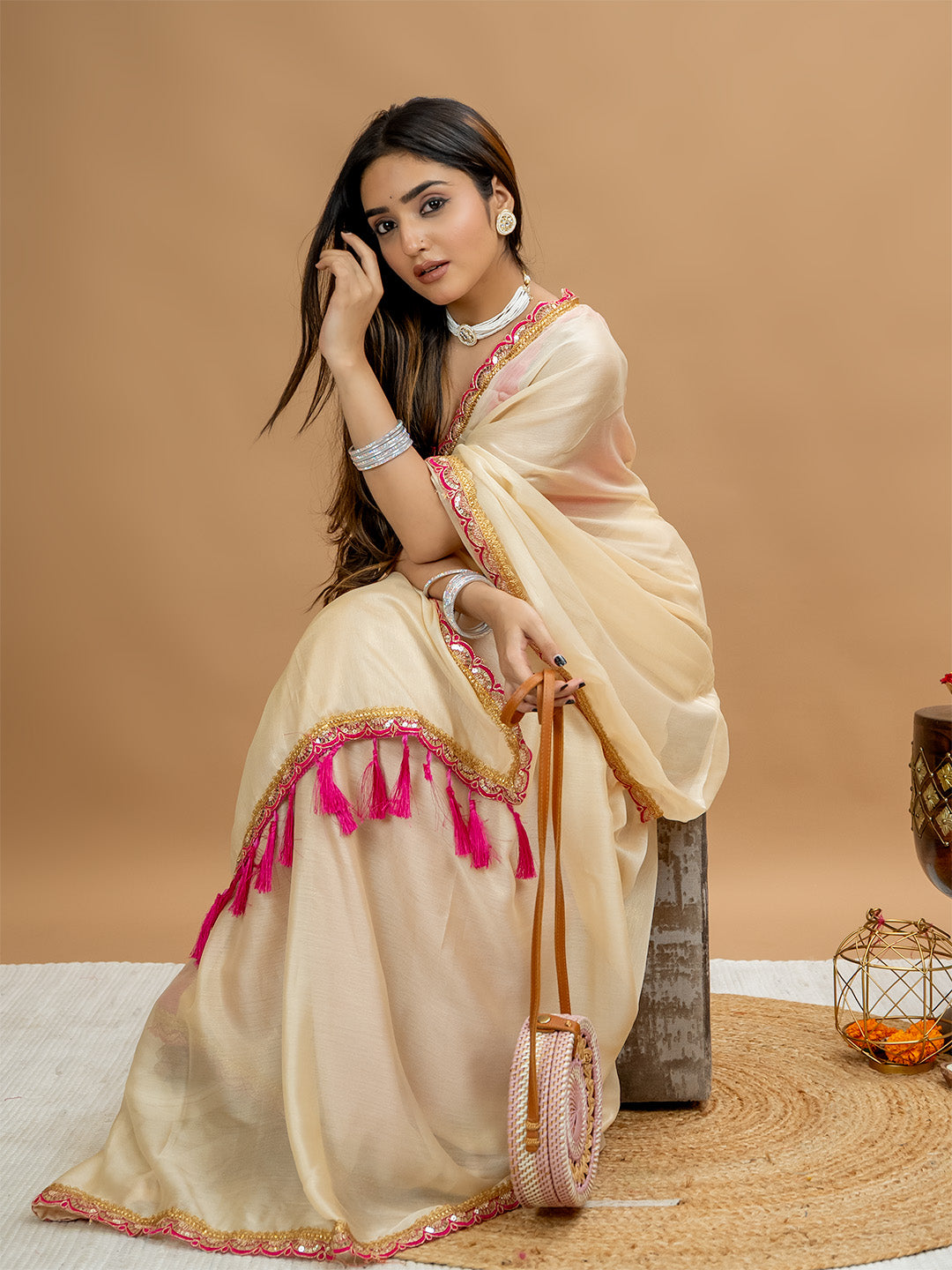 Solid Georgette Saree