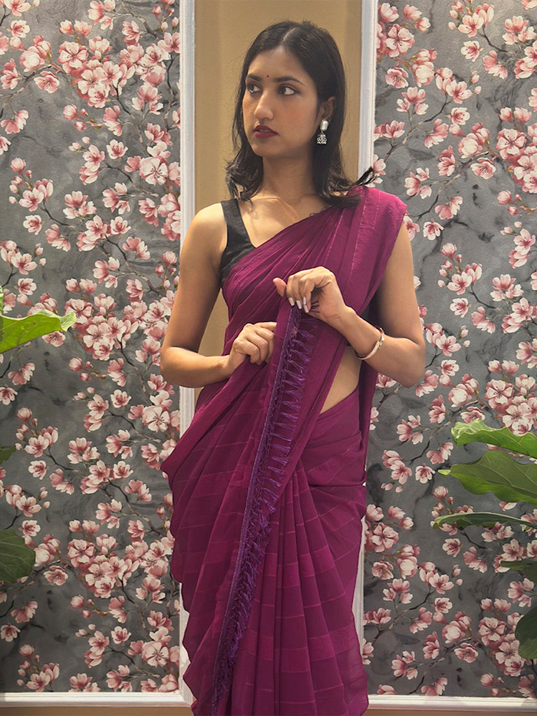 Solid Georgette Saree