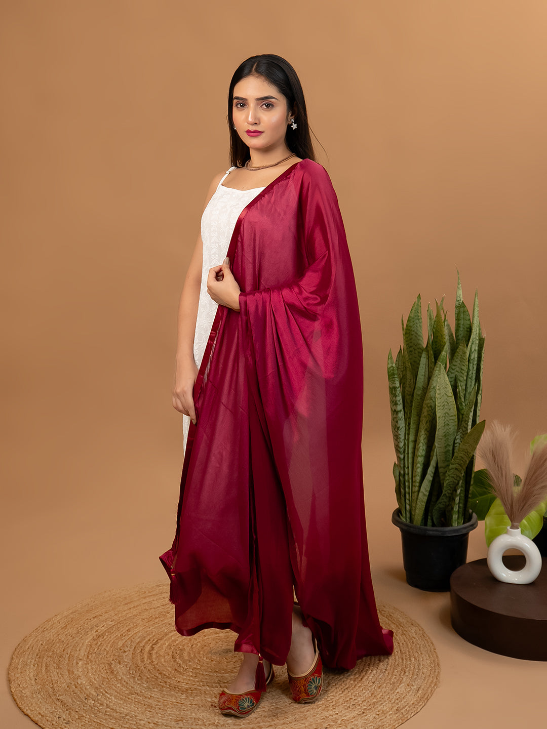 Solid Net Dupatta