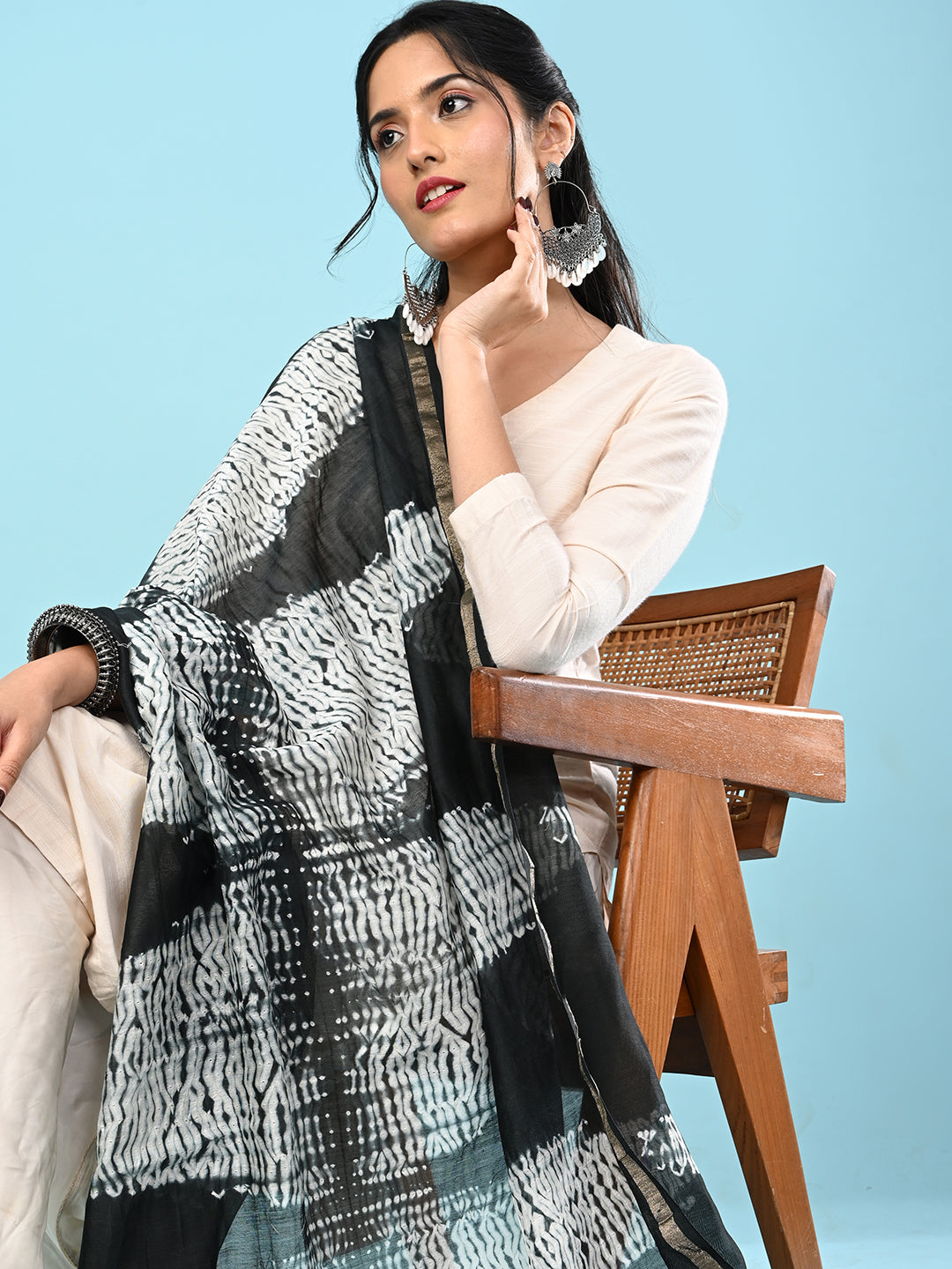 Shibori Chanderi Silk Dupatta