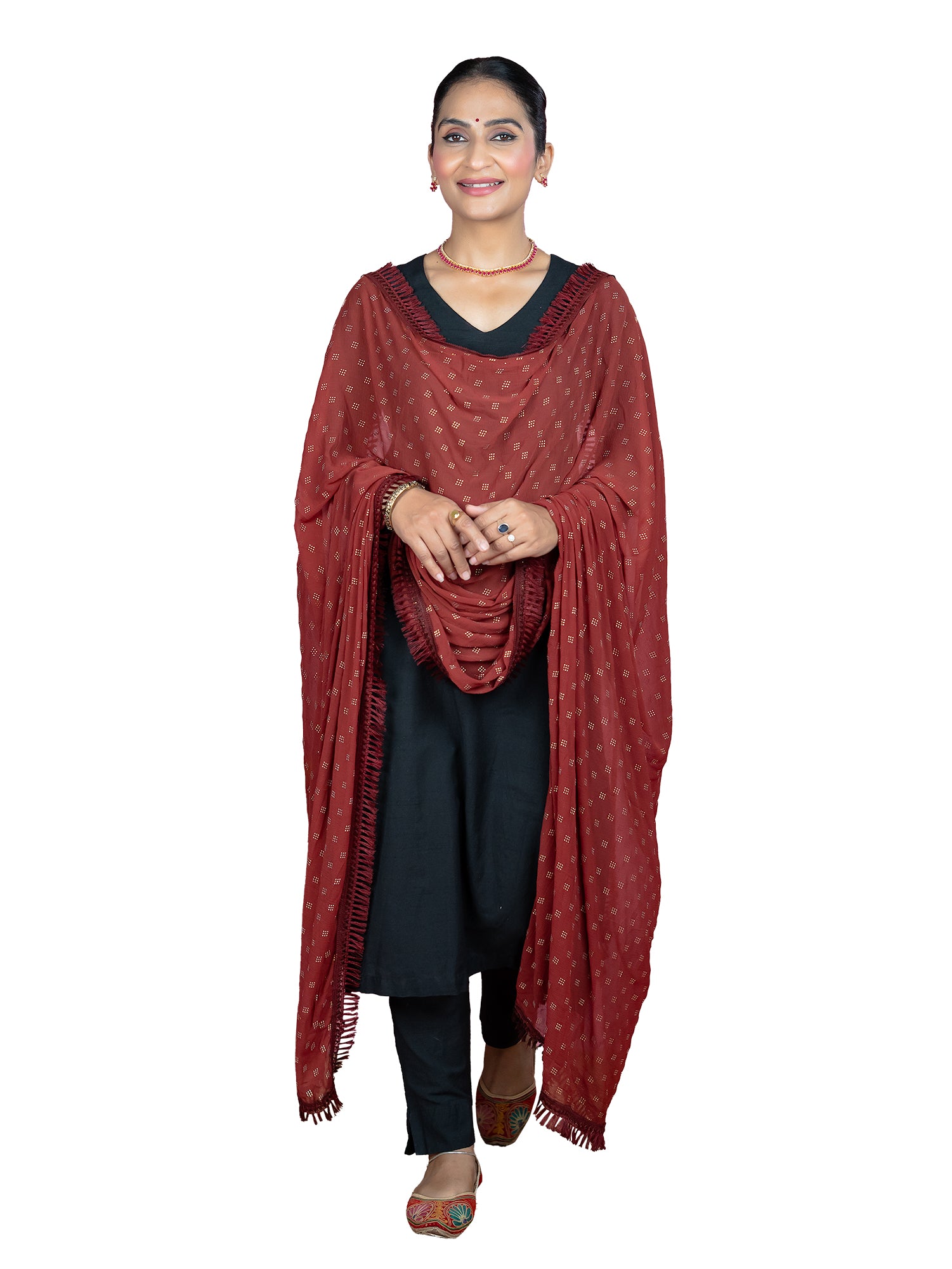 Geometric Chiffon Dew Drops Dupatta