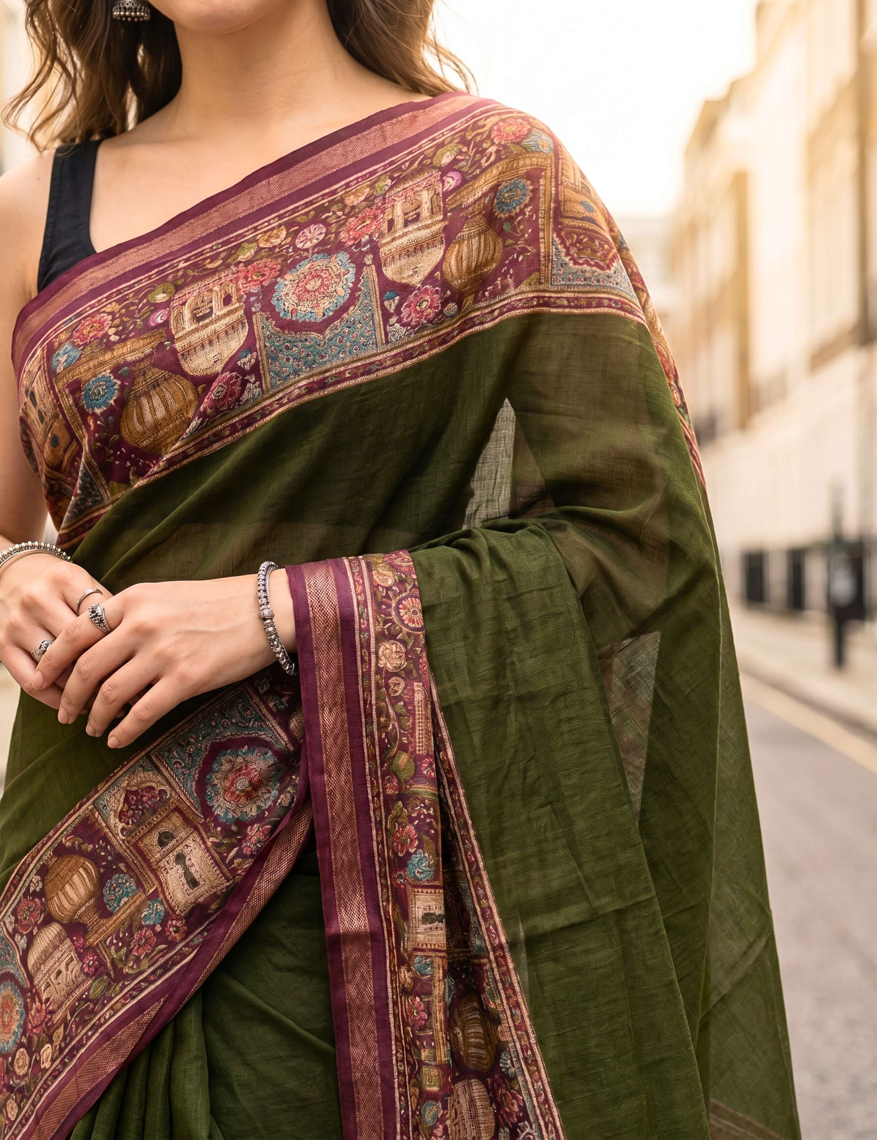 Solid Viscose Cotton Saree