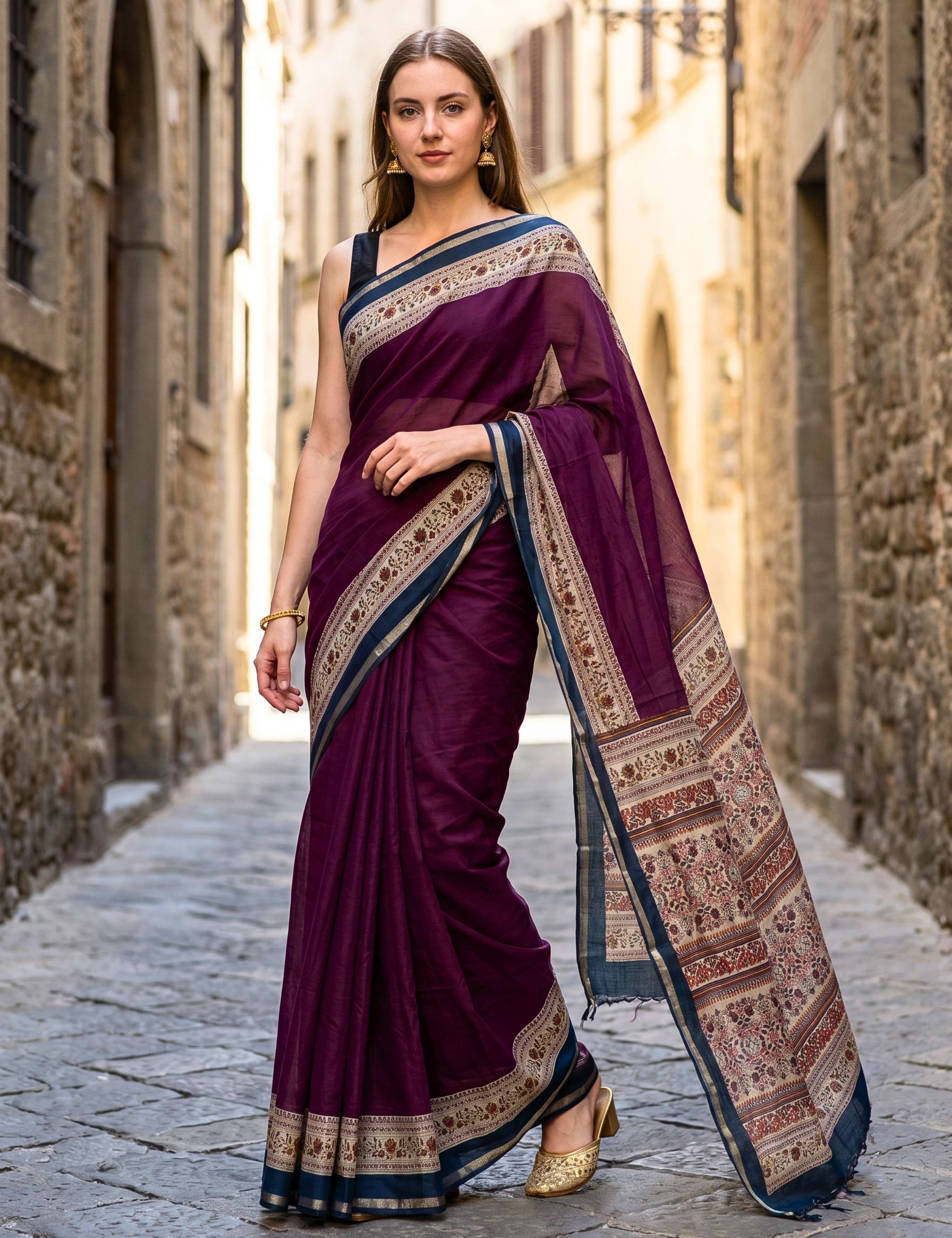 Solid Viscose Cotton Saree