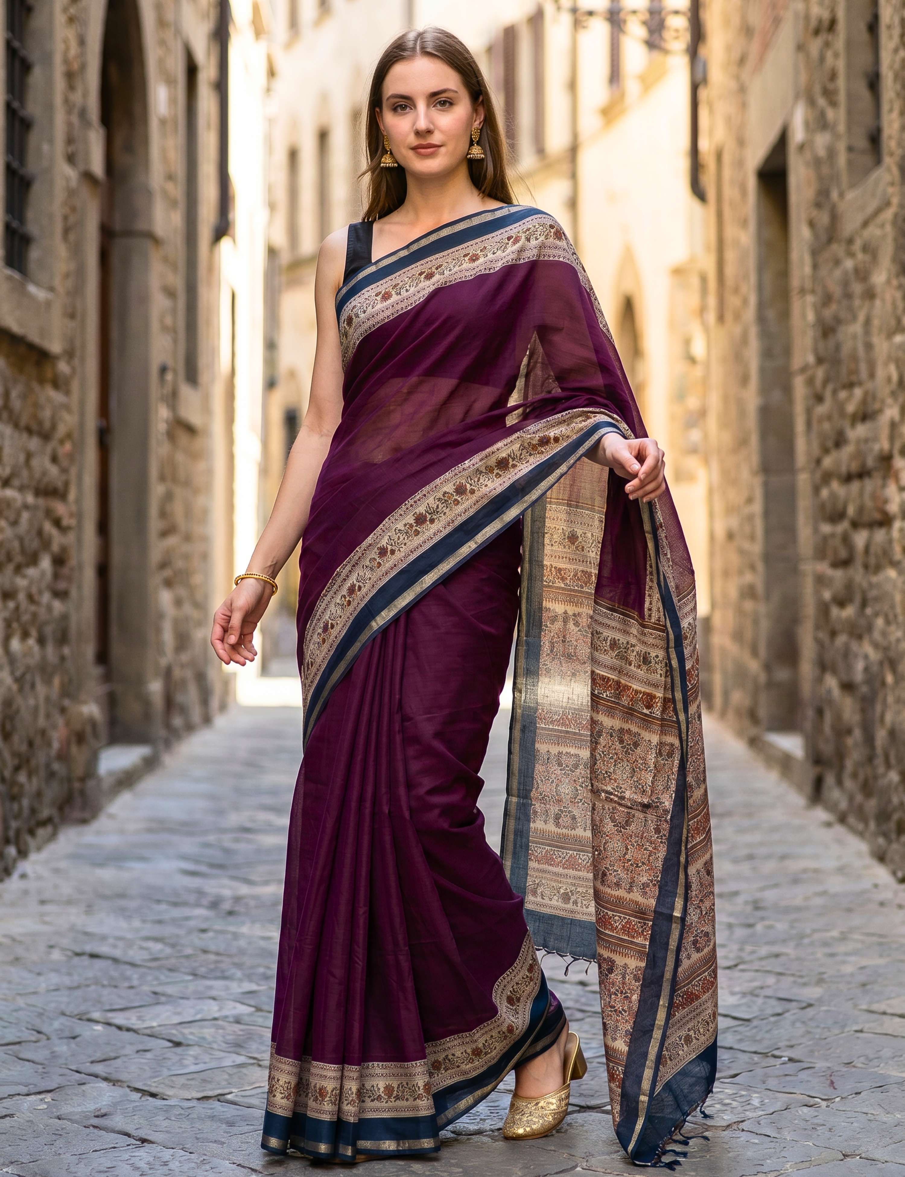 Solid Viscose Cotton Saree