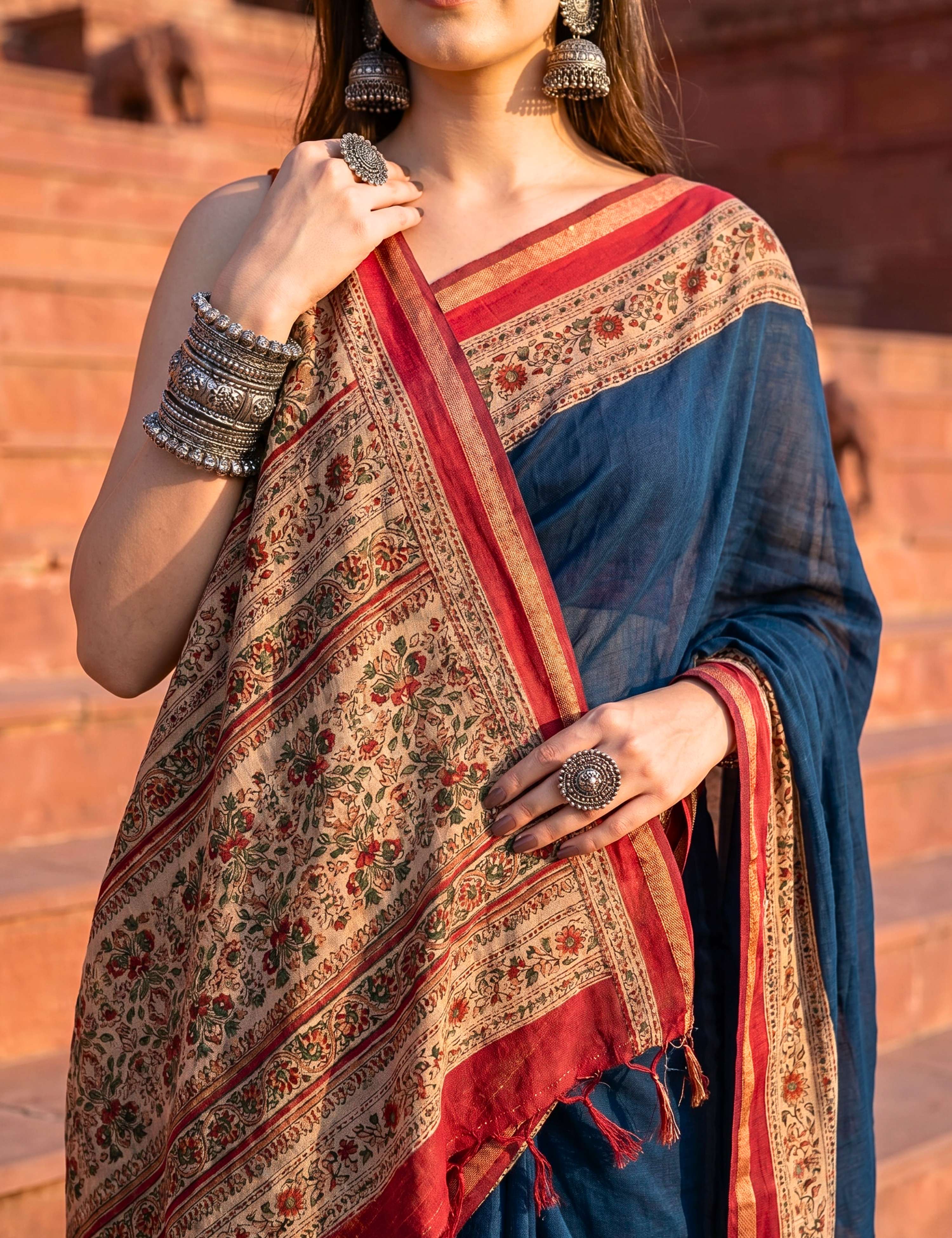 Solid Viscose Cotton Saree