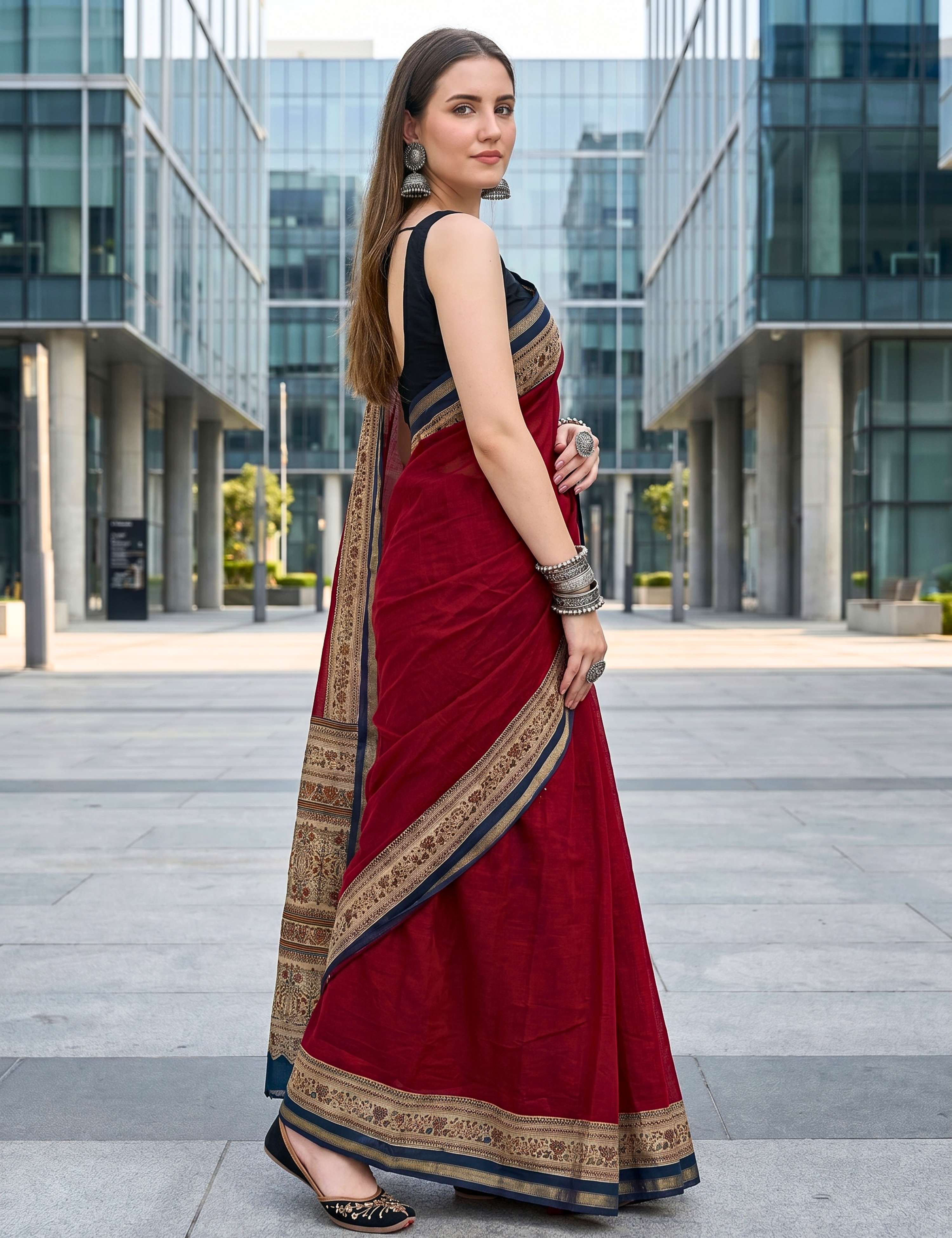 Solid Viscose Cotton Saree