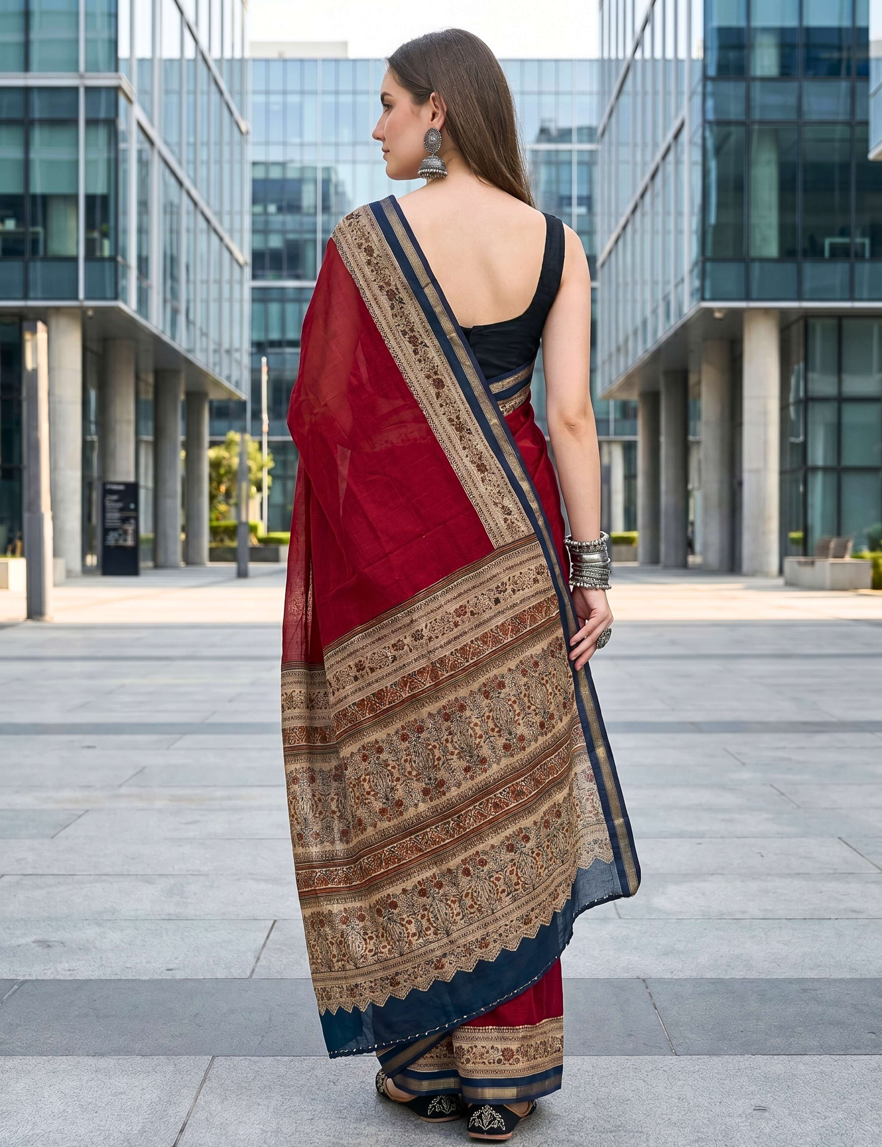 Solid Viscose Cotton Saree