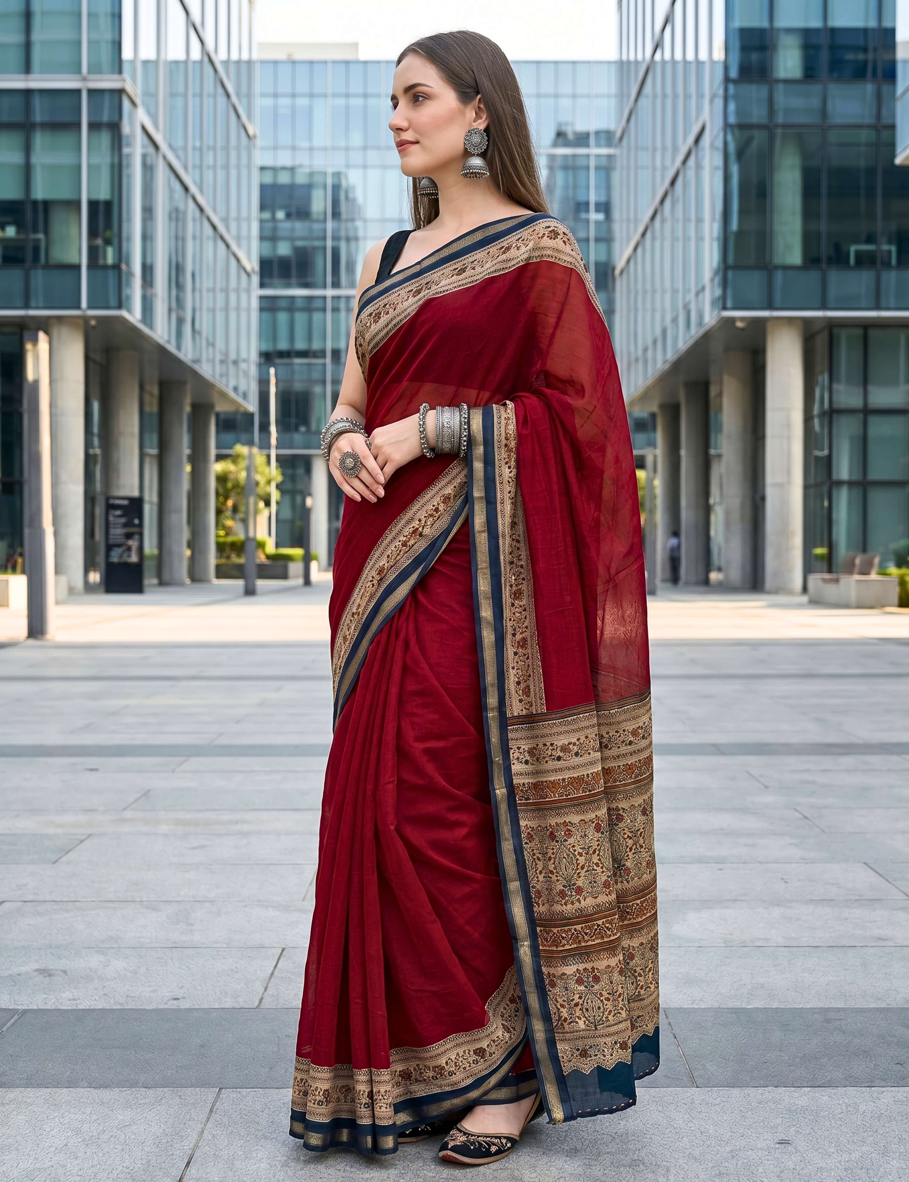 Solid Viscose Cotton Saree