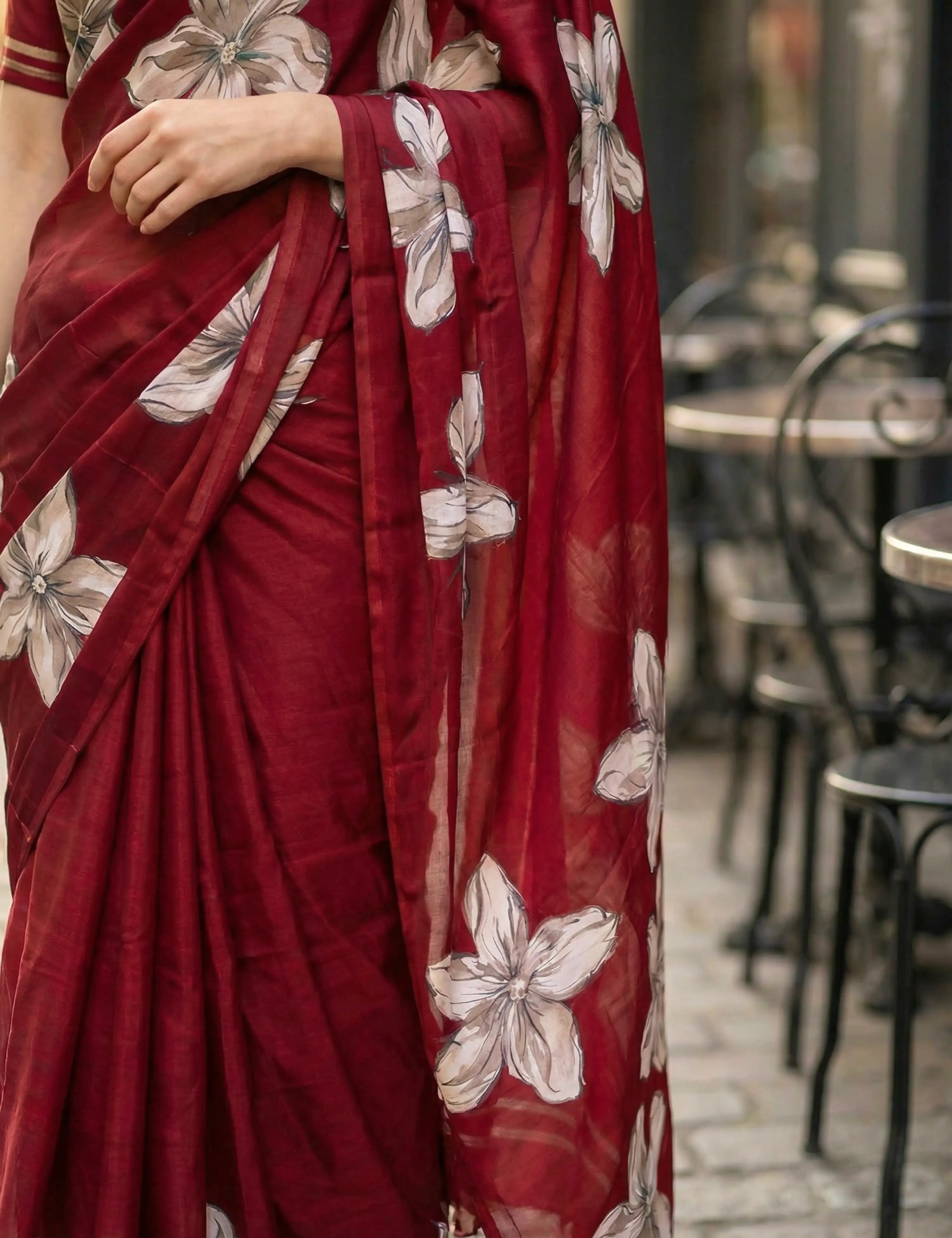 Solid Crepe Silk Saree