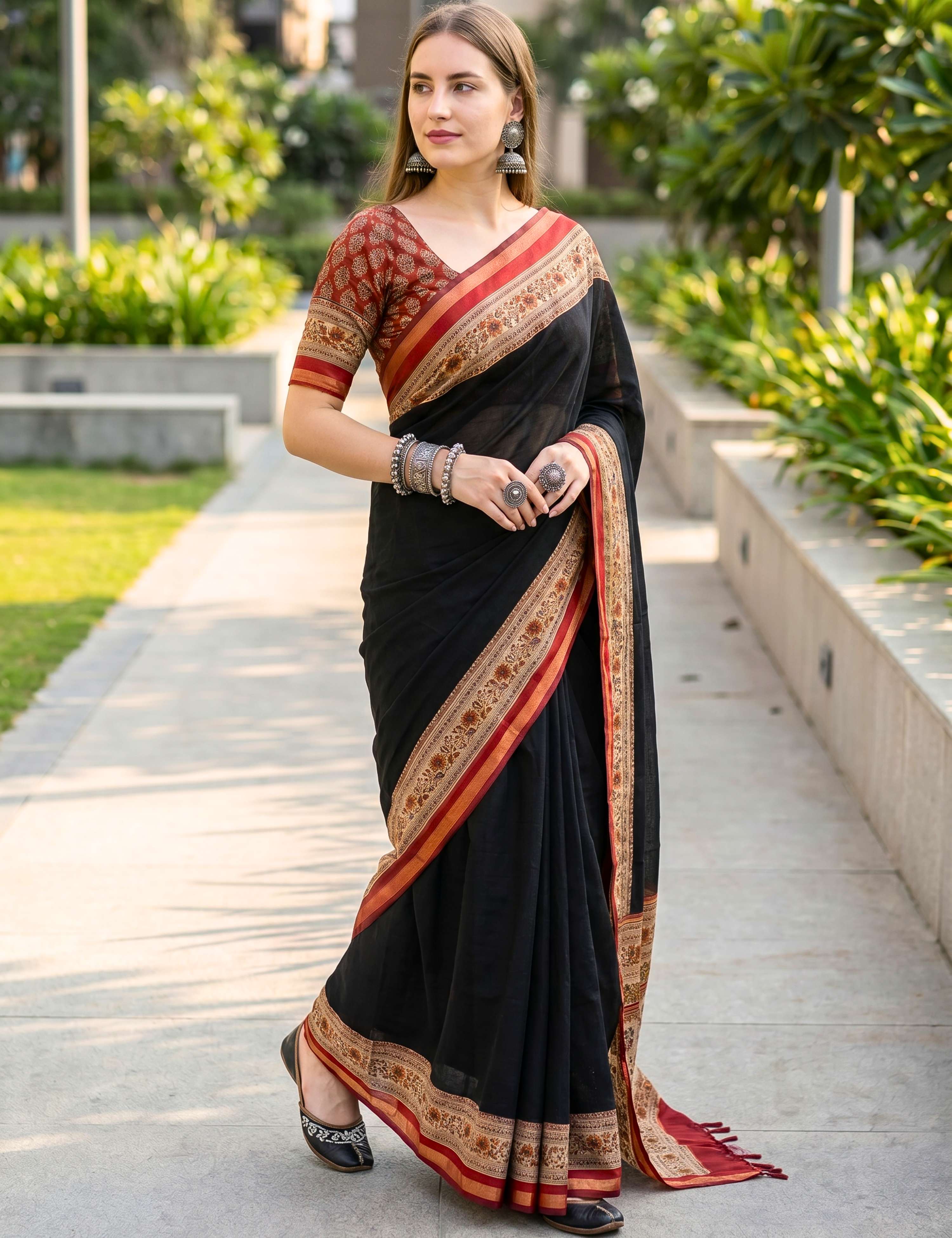 Solid Viscose Cotton Saree