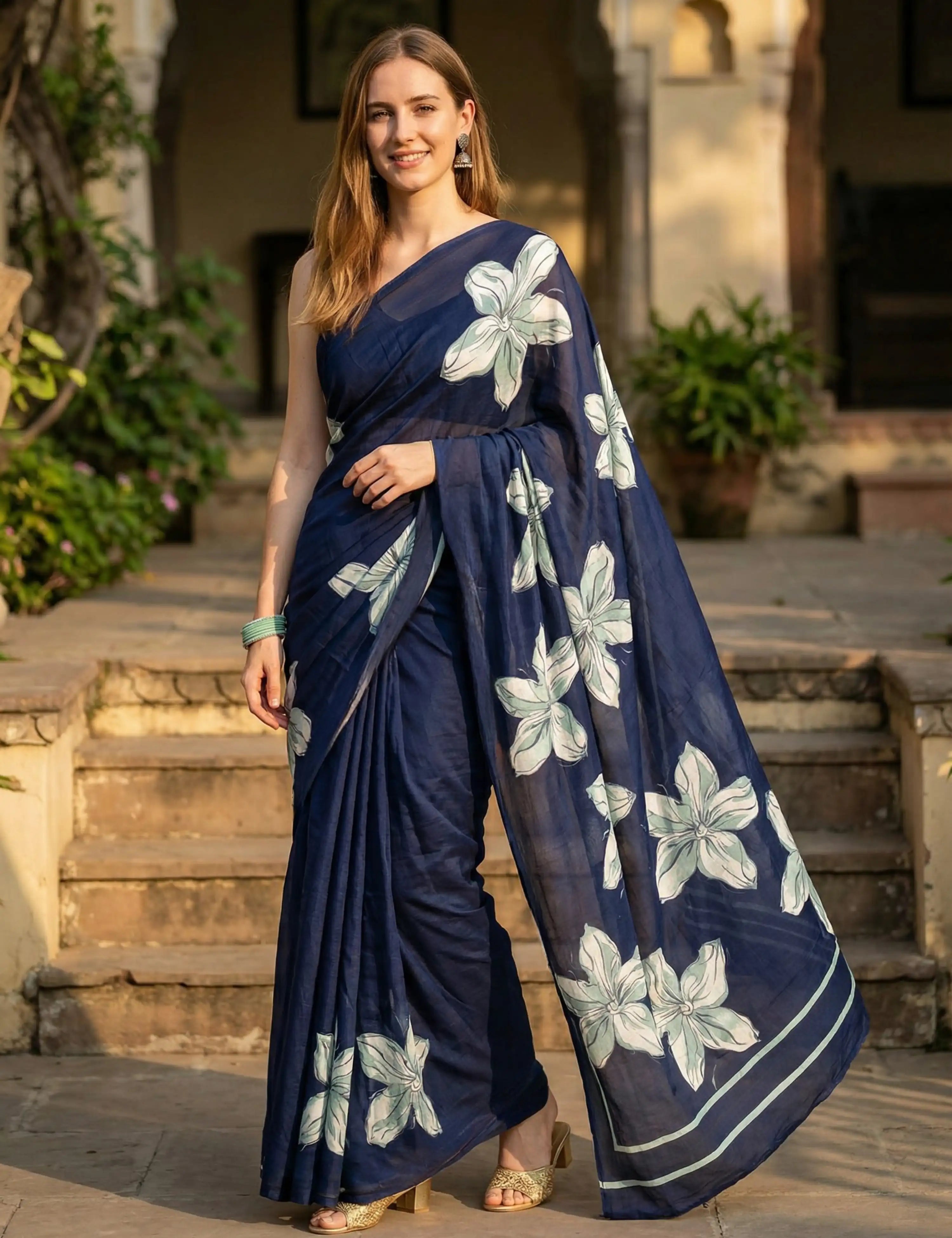Solid Crepe Silk Saree