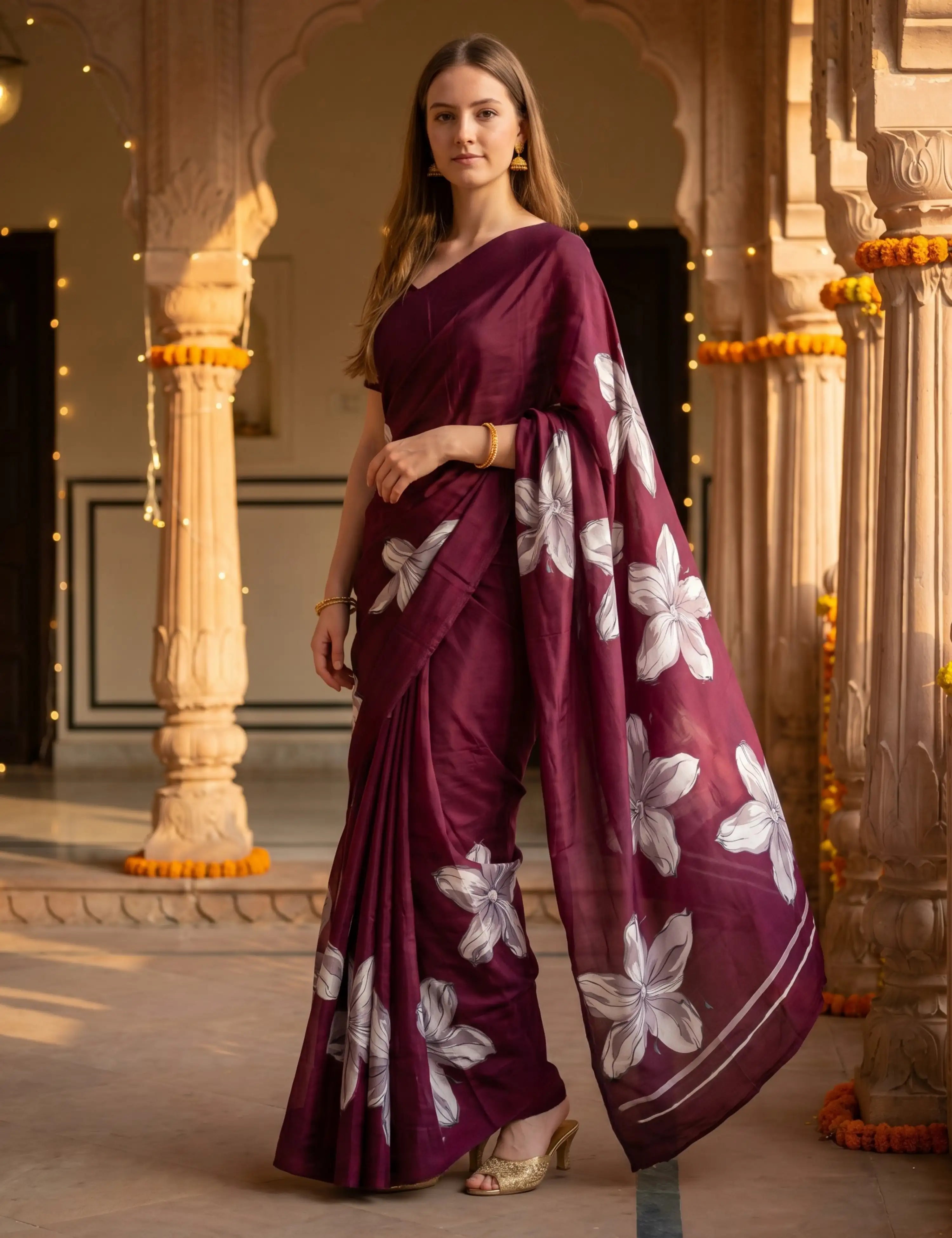 Solid Crepe Silk Saree