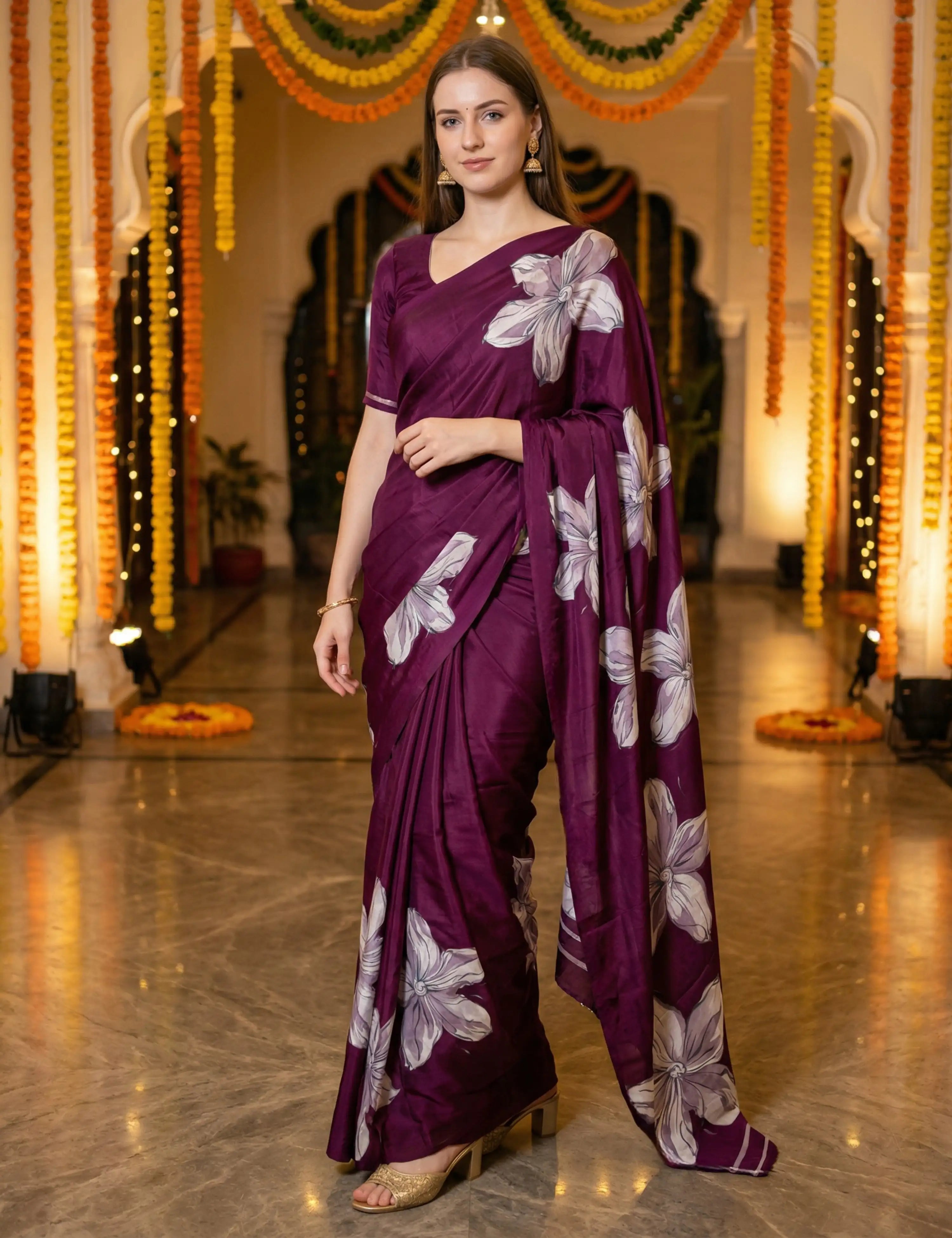 Solid Crepe Silk Saree