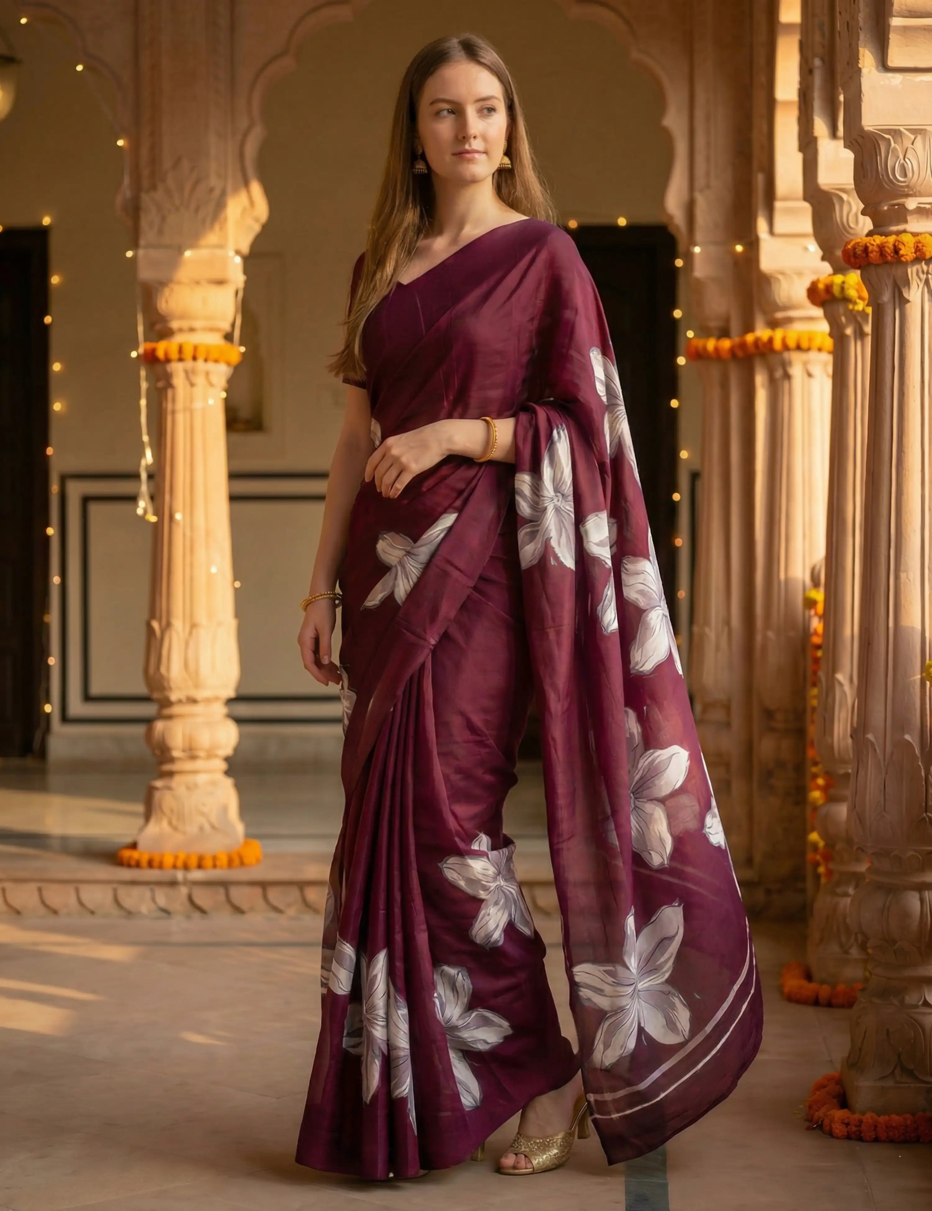 Solid Crepe Silk Saree
