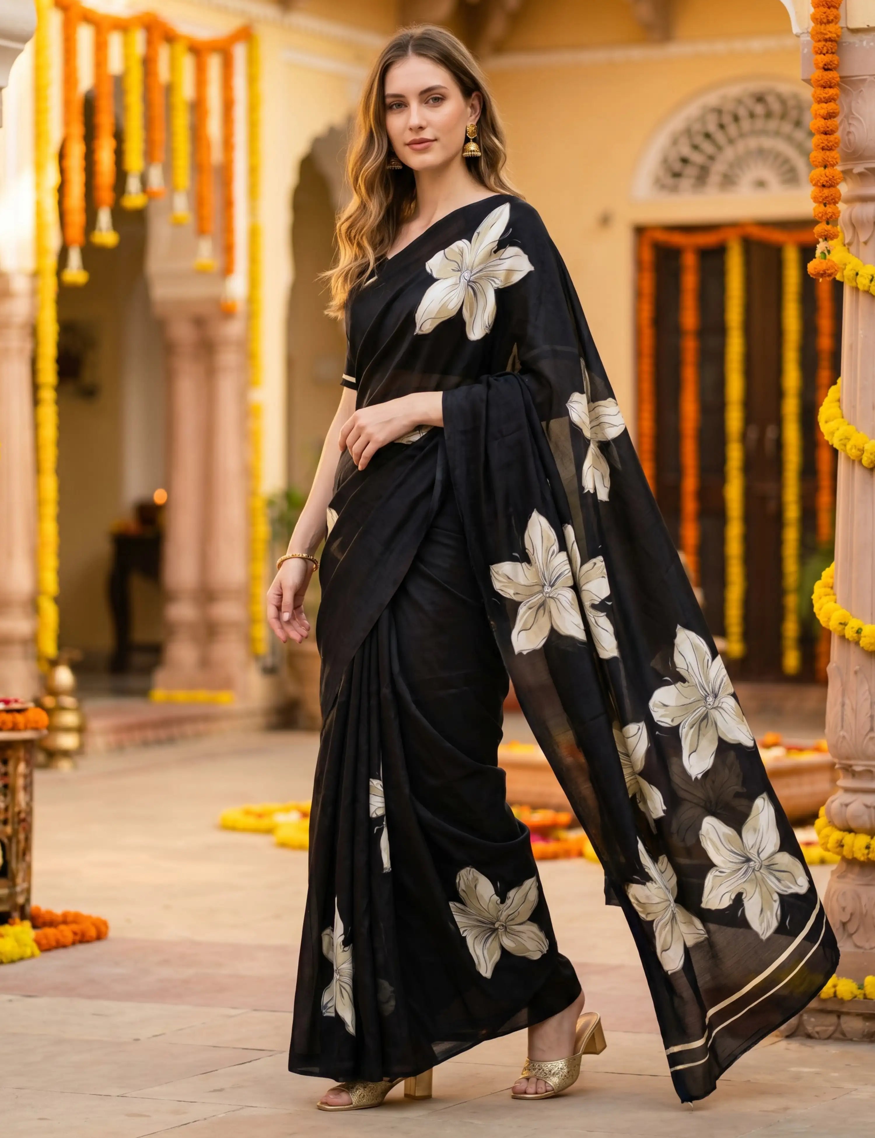 Solid Crepe Silk Saree
