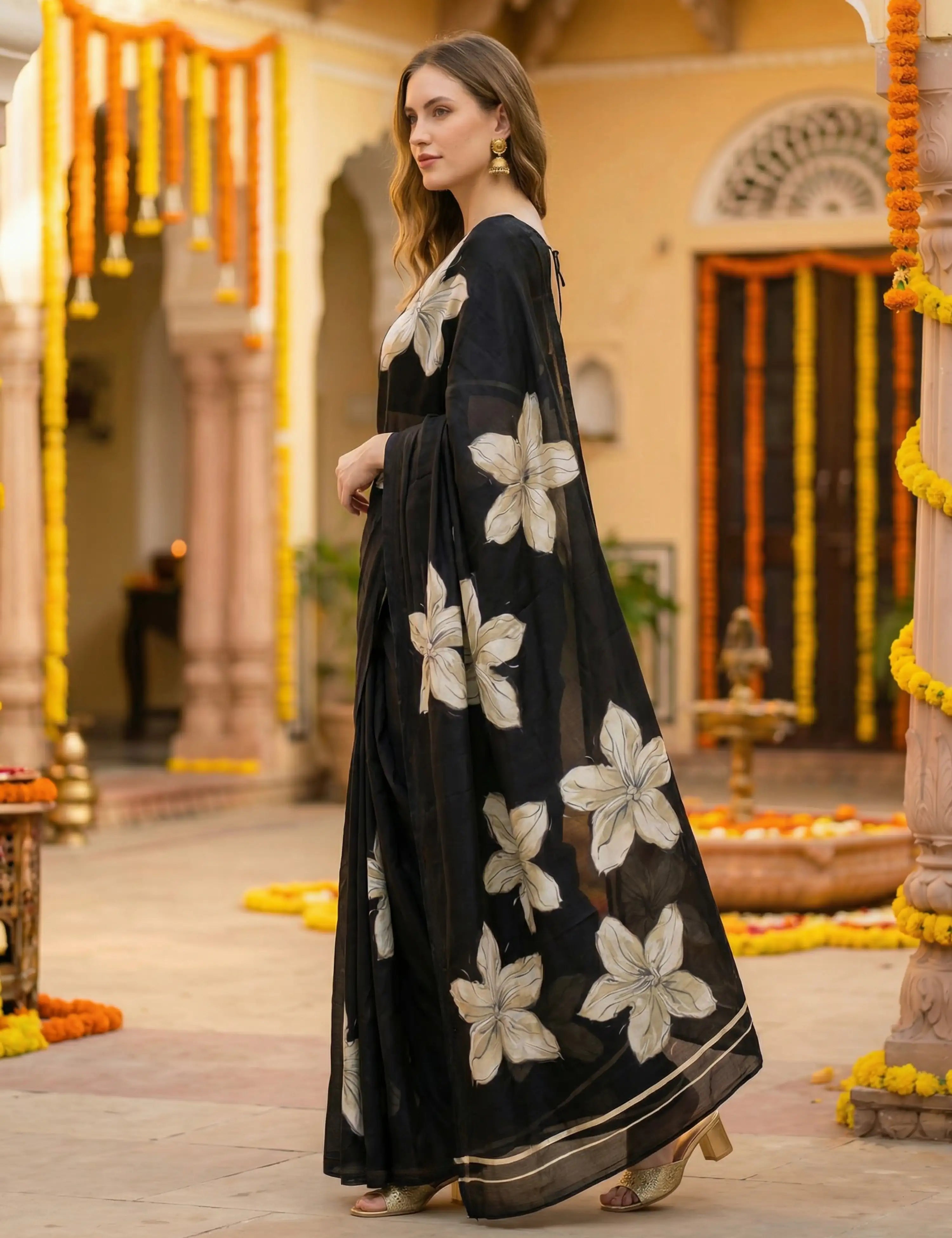 Solid Crepe Silk Saree