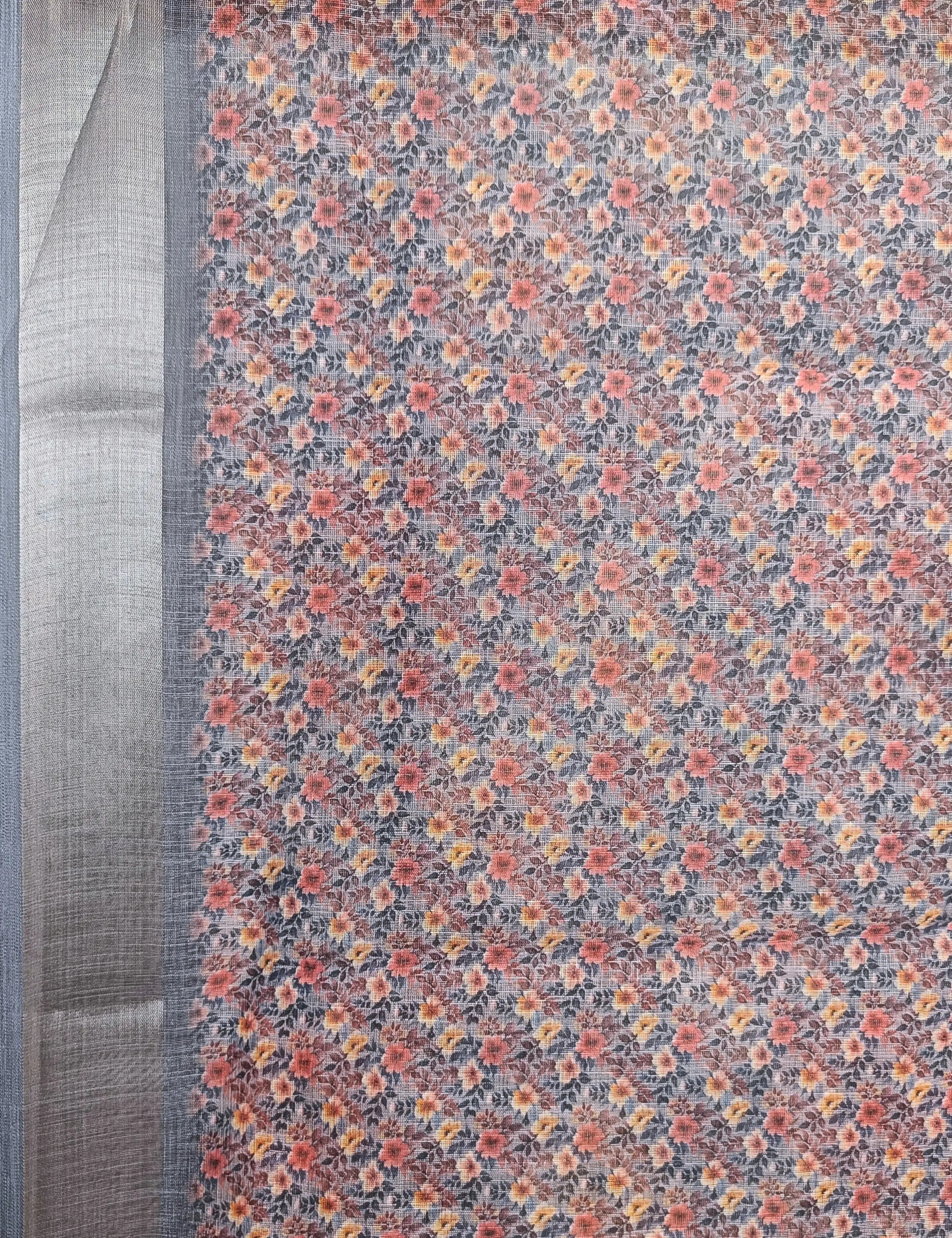 Floral Linen Blend Saree