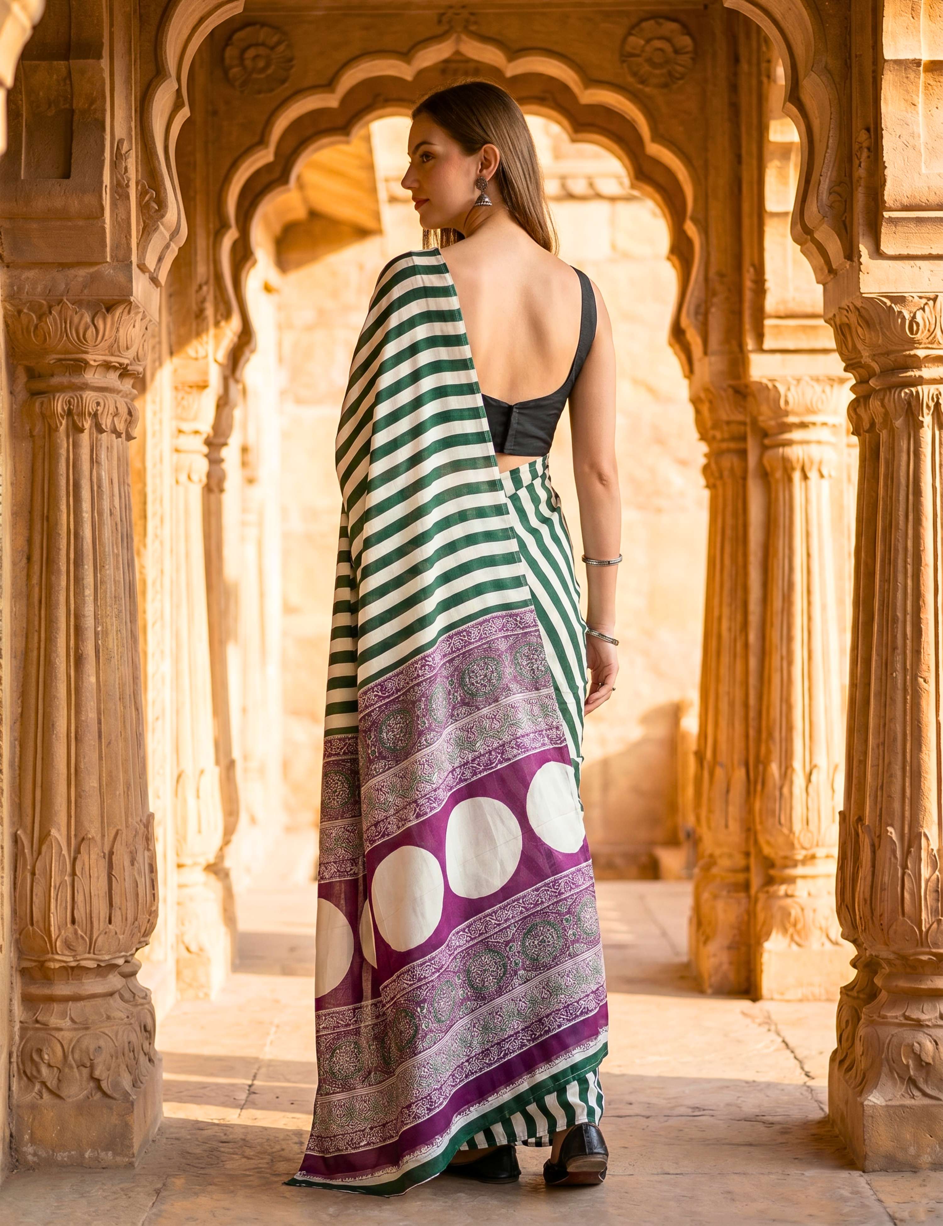 Ajrakh Crepe Saree