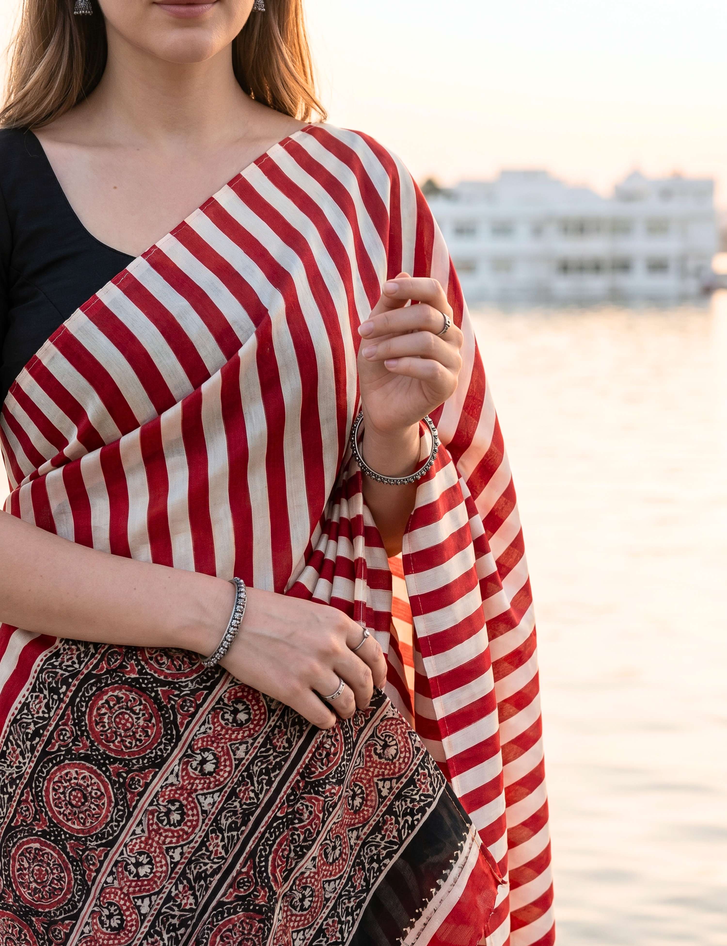 Ajrakh Crepe Saree
