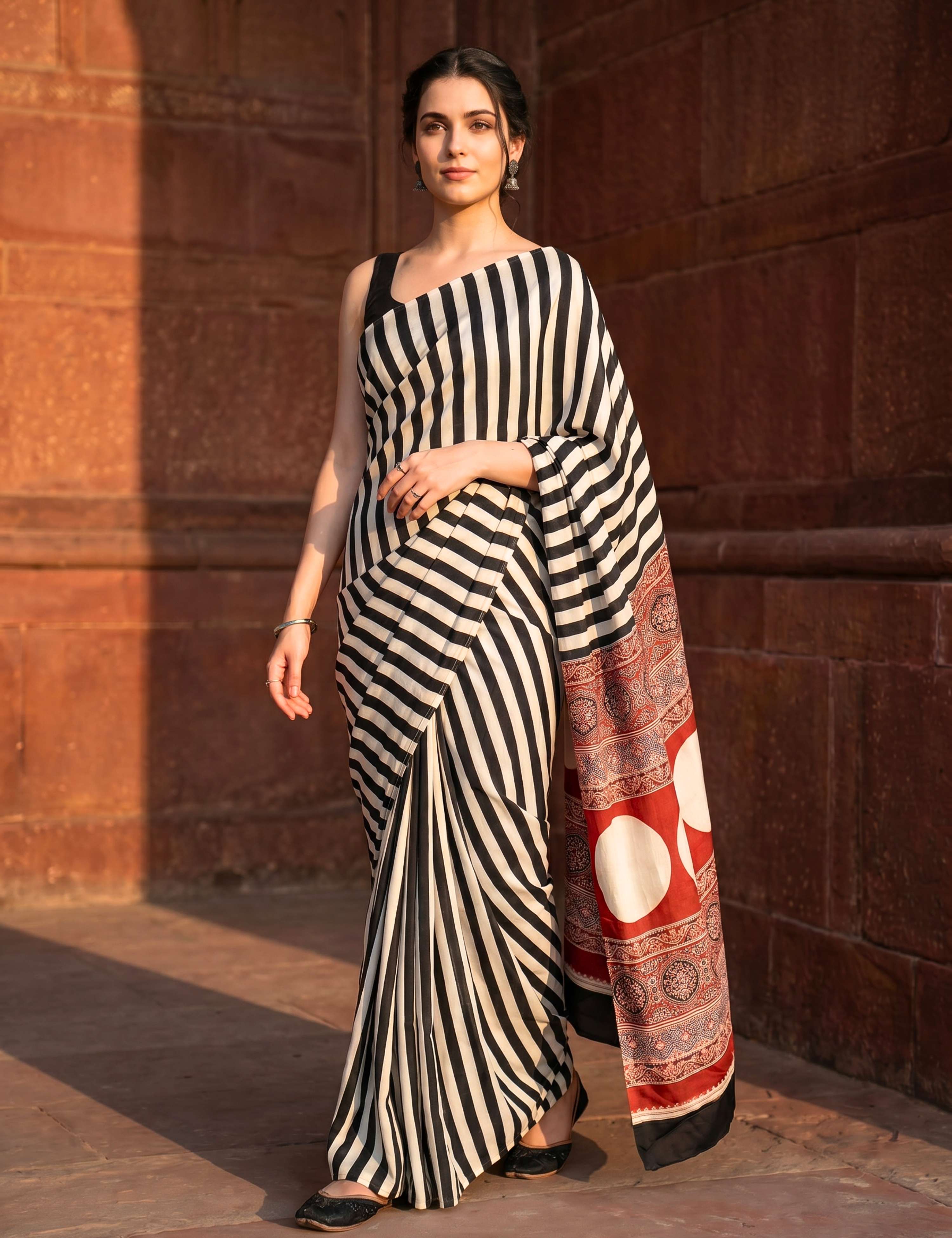 Ajrakh Crepe Saree