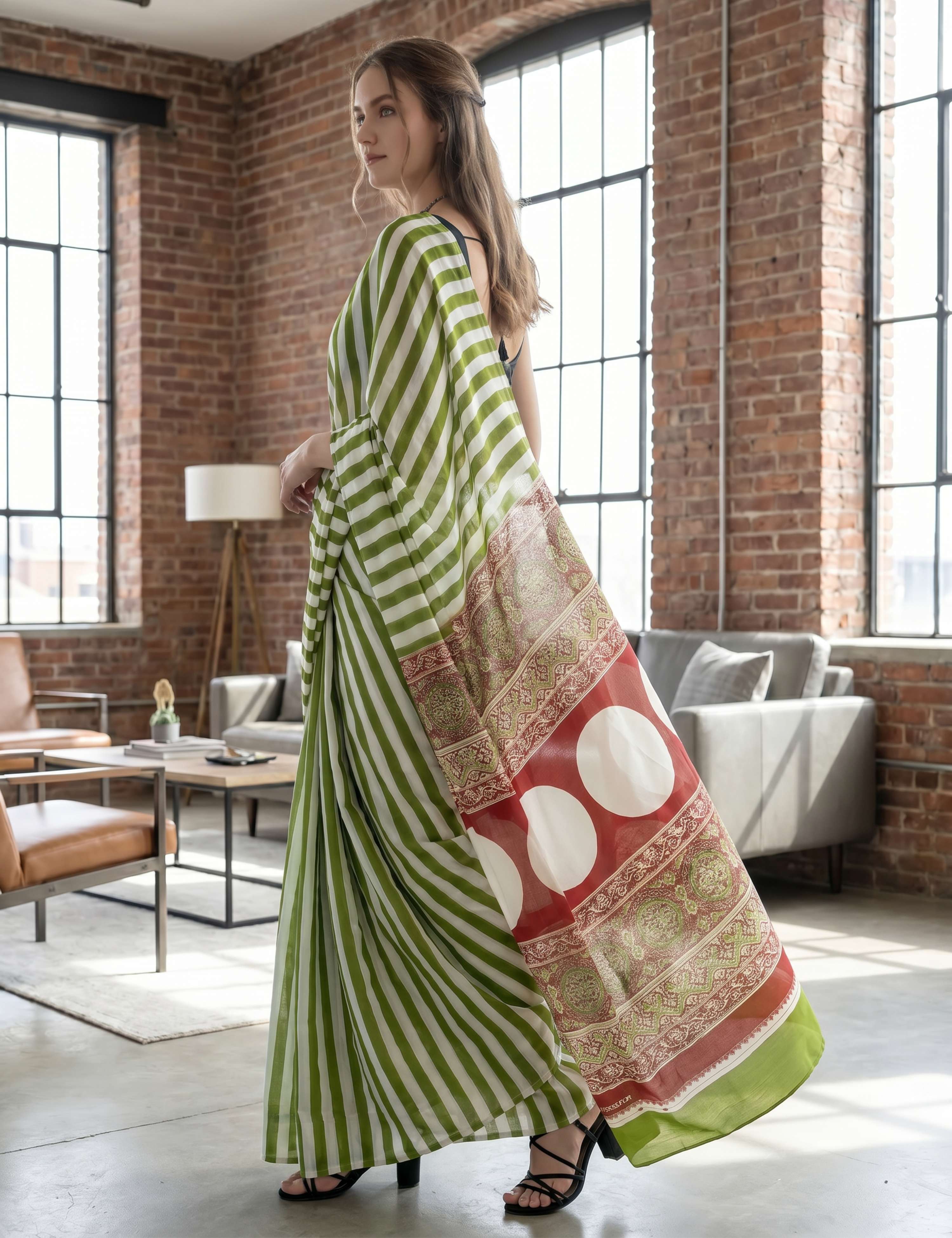 Ajrakh Crepe Saree