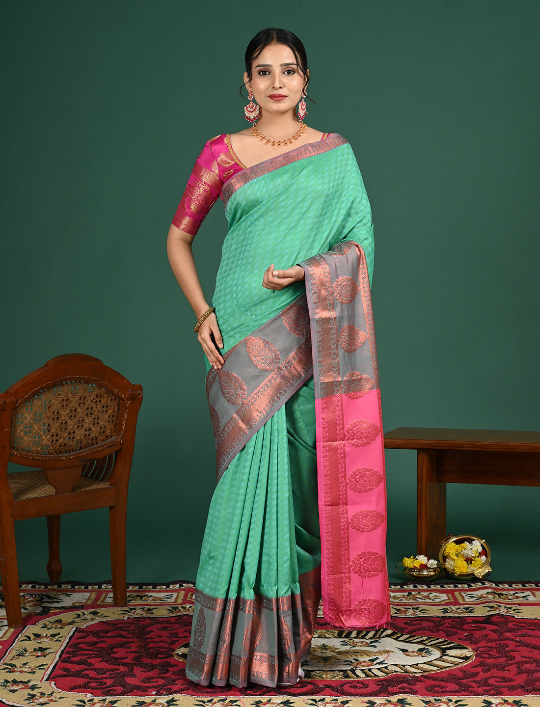 Sea Green South Art Silk Saree