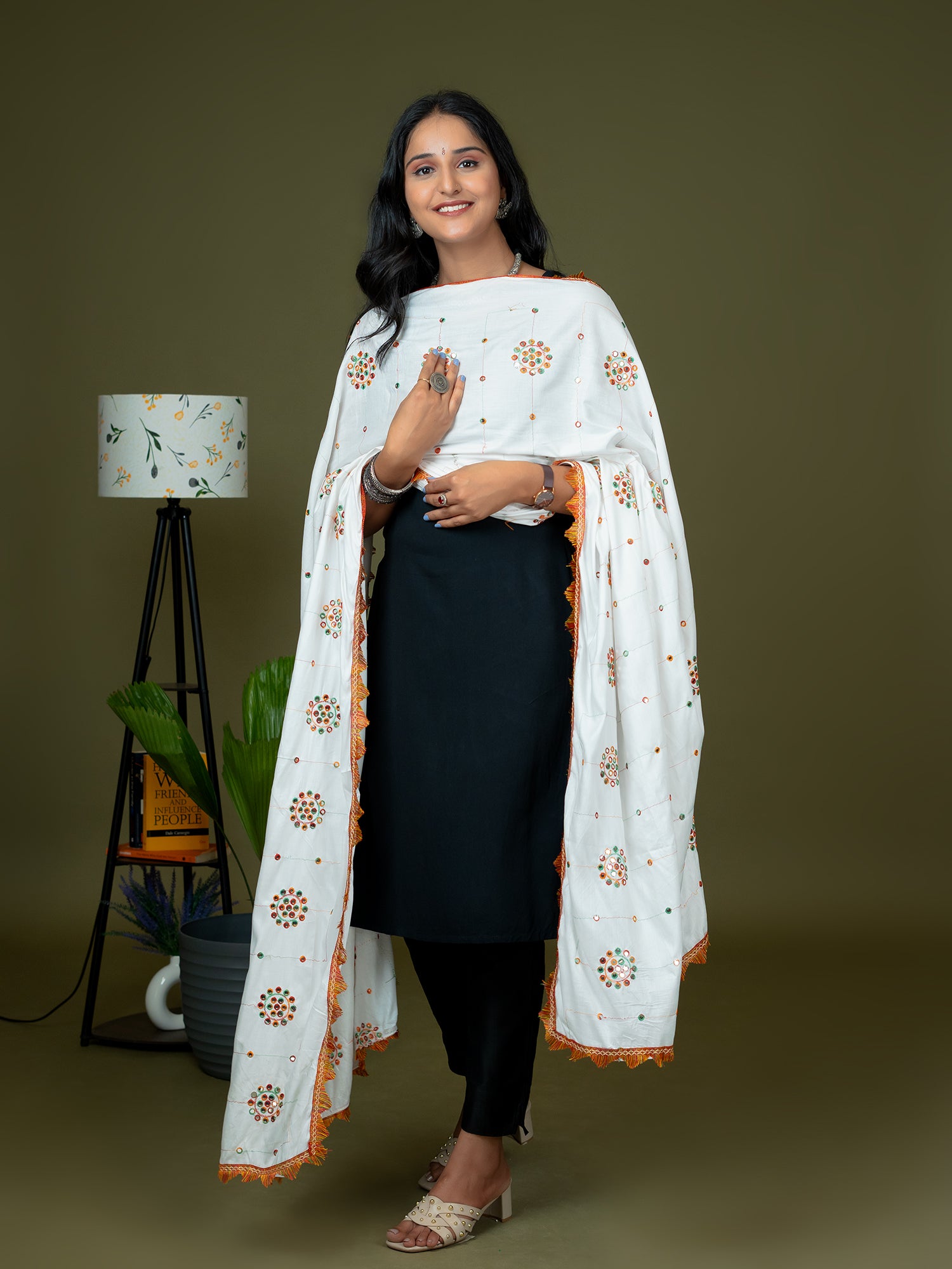 White Viscose Rayon Dupatta