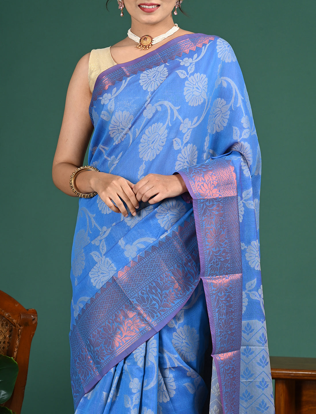 Kota Semi Cotton Geometric Saree