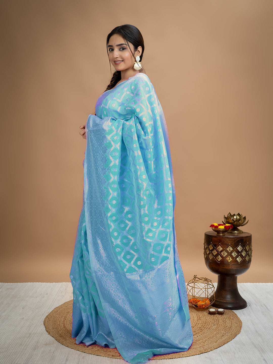 Floral Cotton Linen Saree