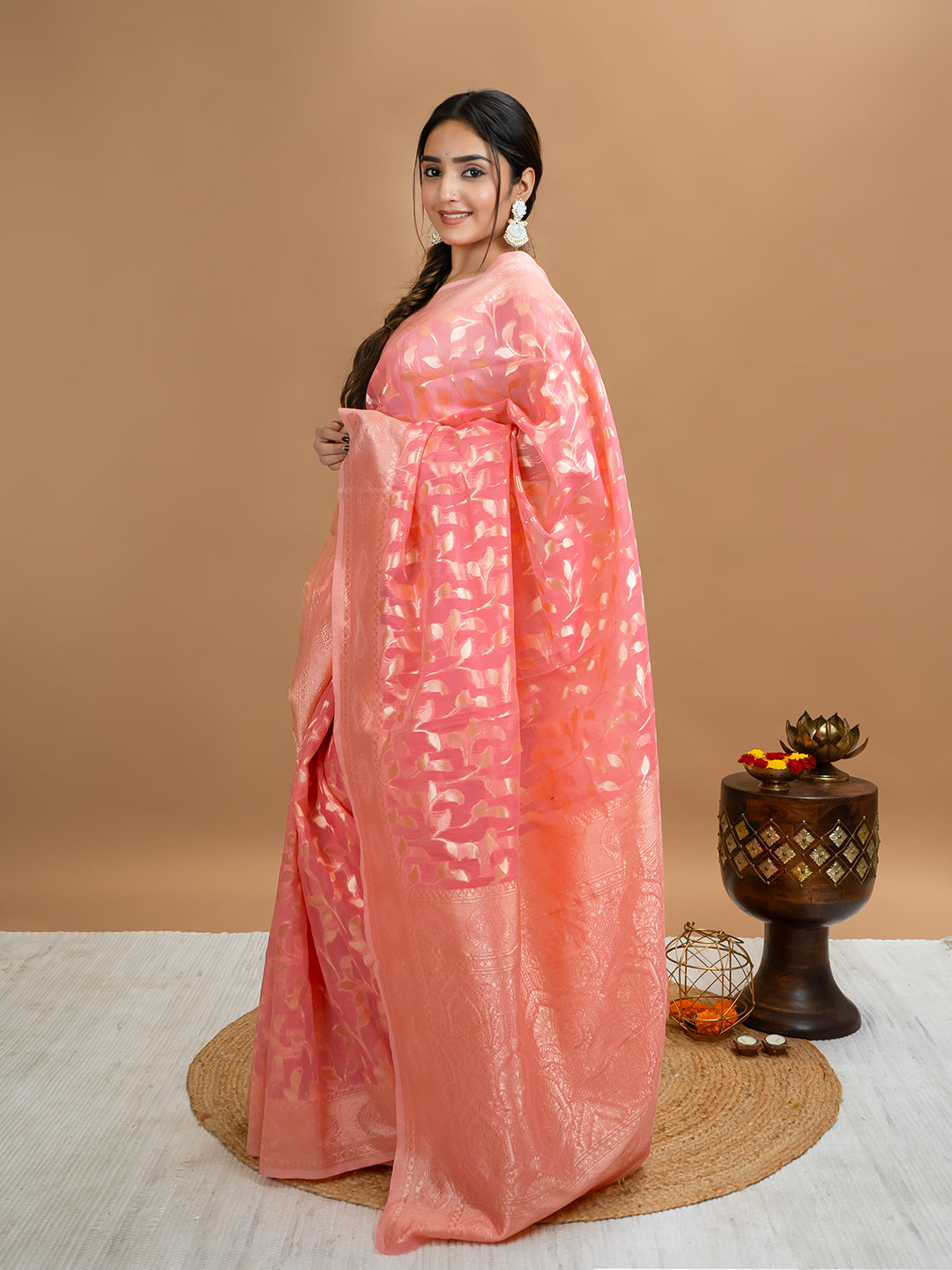 Floral Cotton Linen Saree