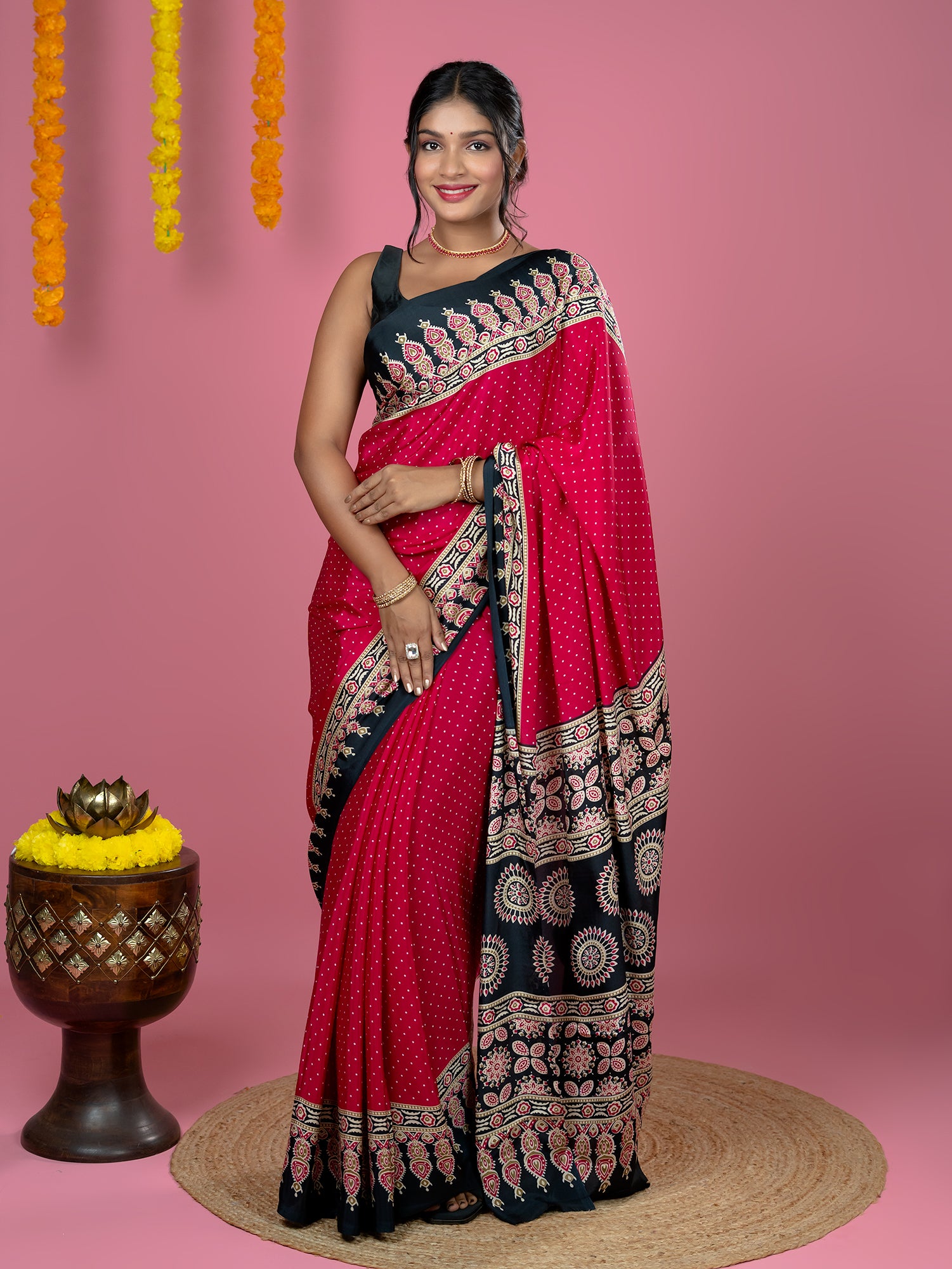 Ajrakh Crepe Saree