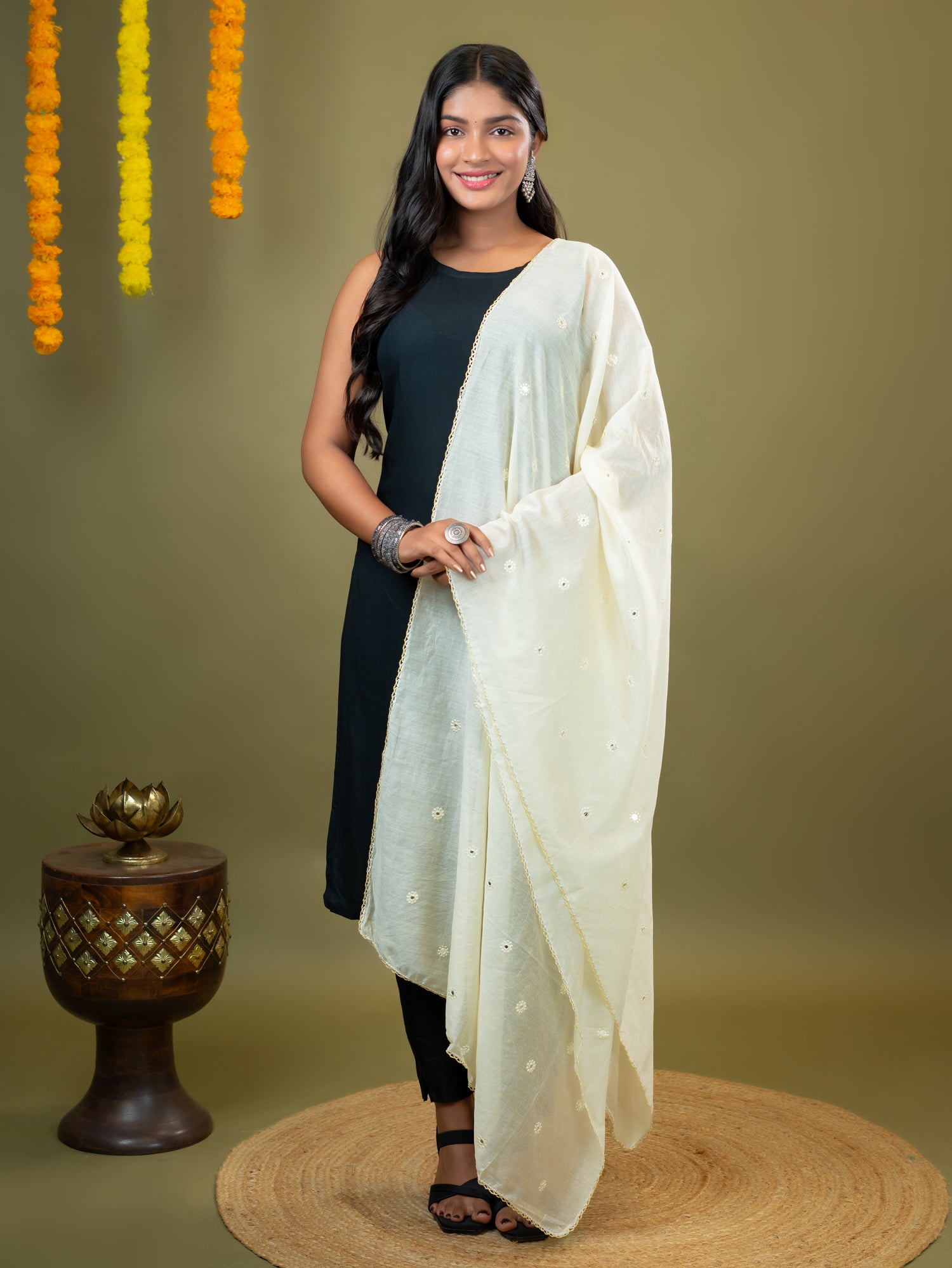 Embroidered Chanderi Dupatta