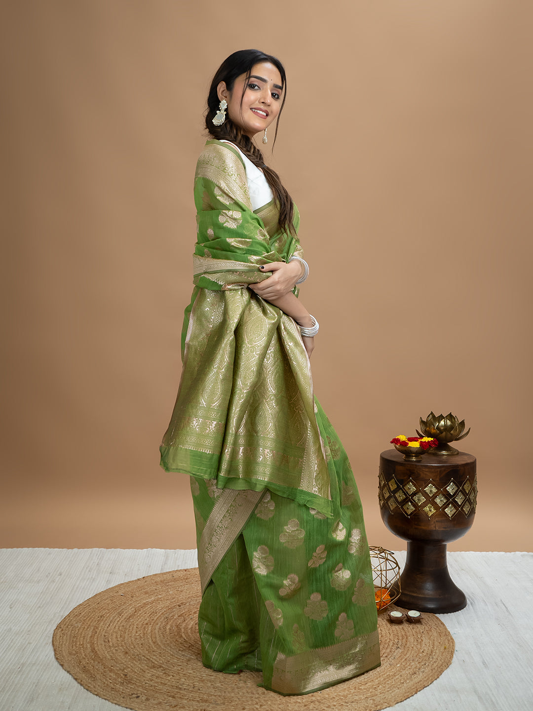 Floral Cotton Linen Saree