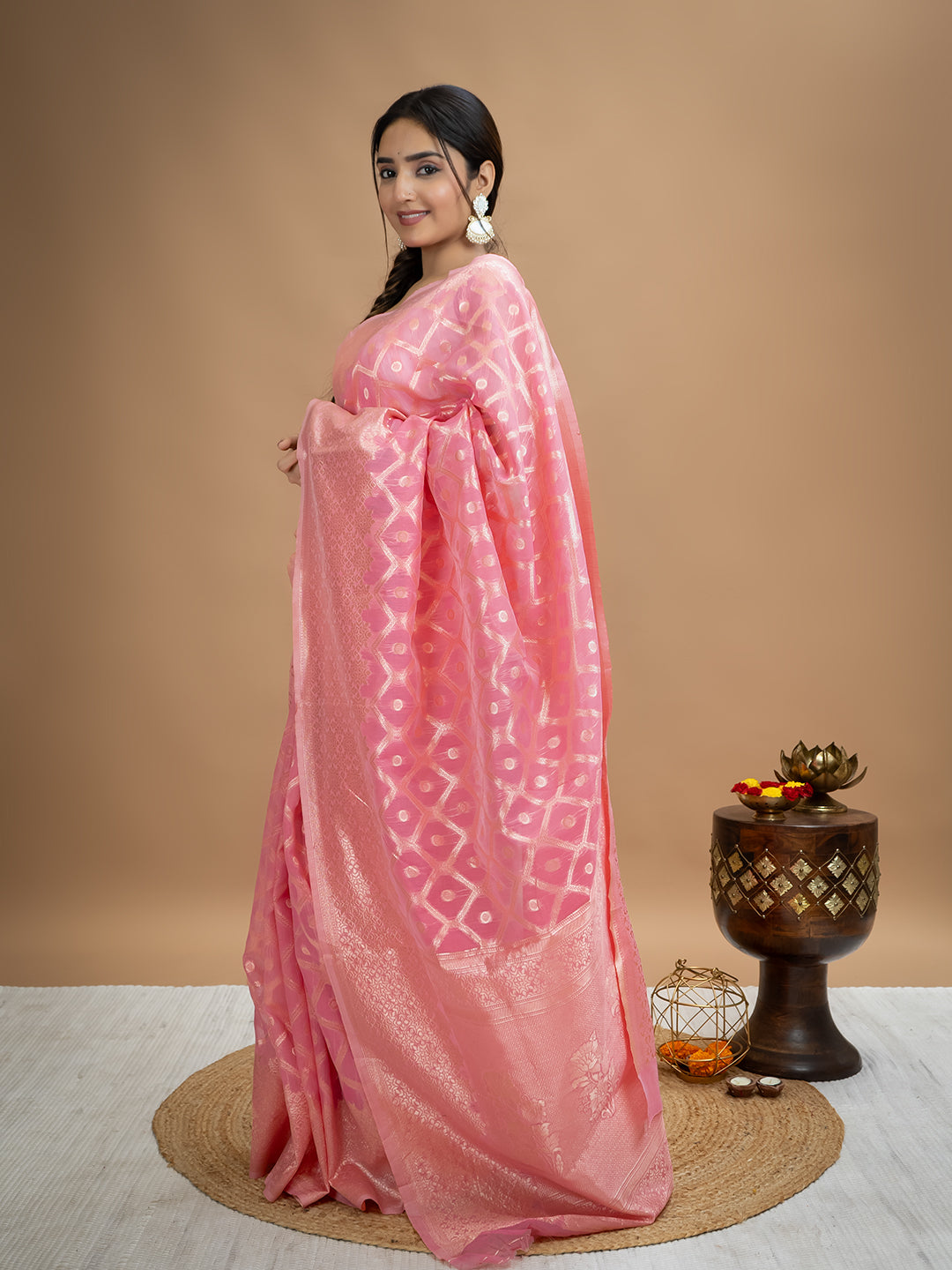 Floral Cotton Linen Saree