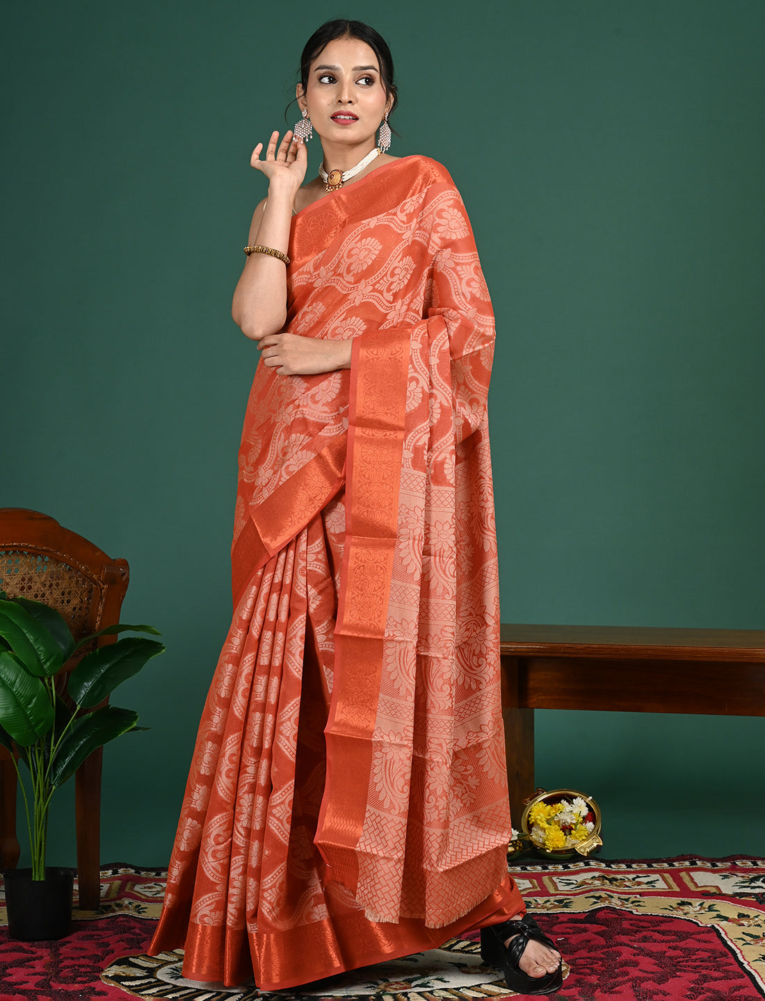 Kota Semi Cotton Geometric Saree