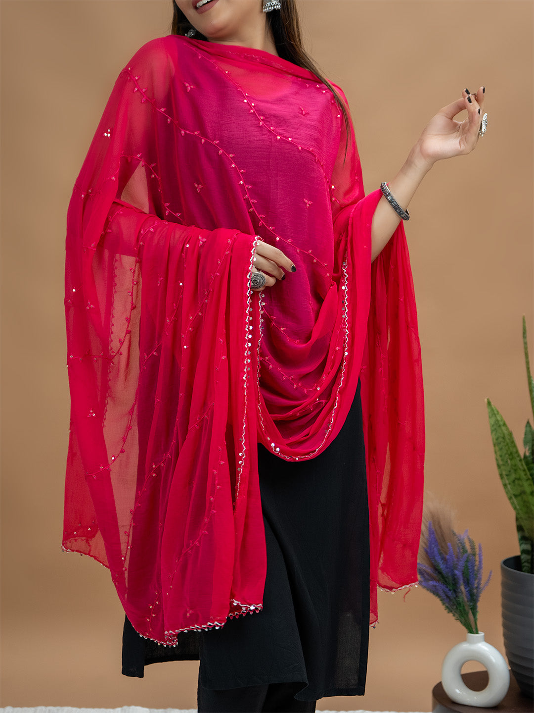 Embroidered Chiffon Dupatta