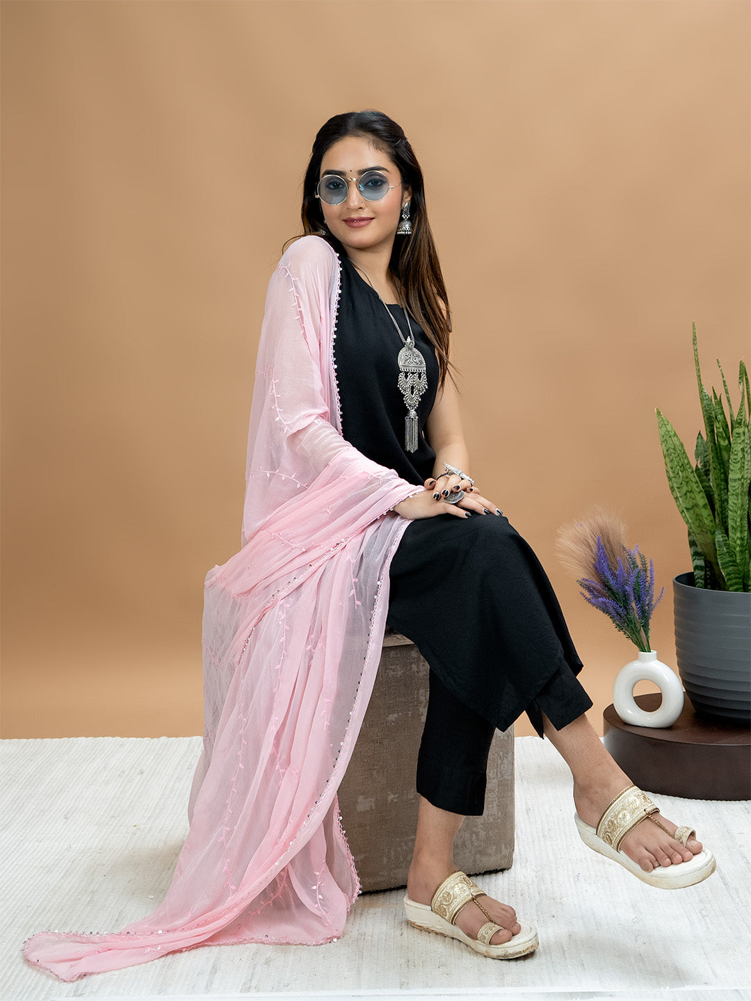 Embroidered Chiffon Dupatta