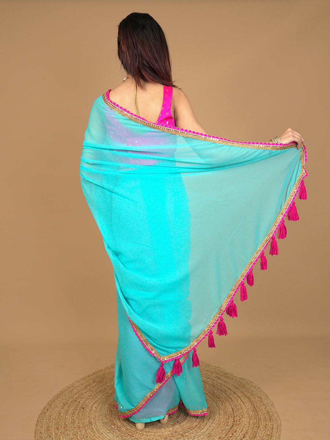 Solid Georgette Saree