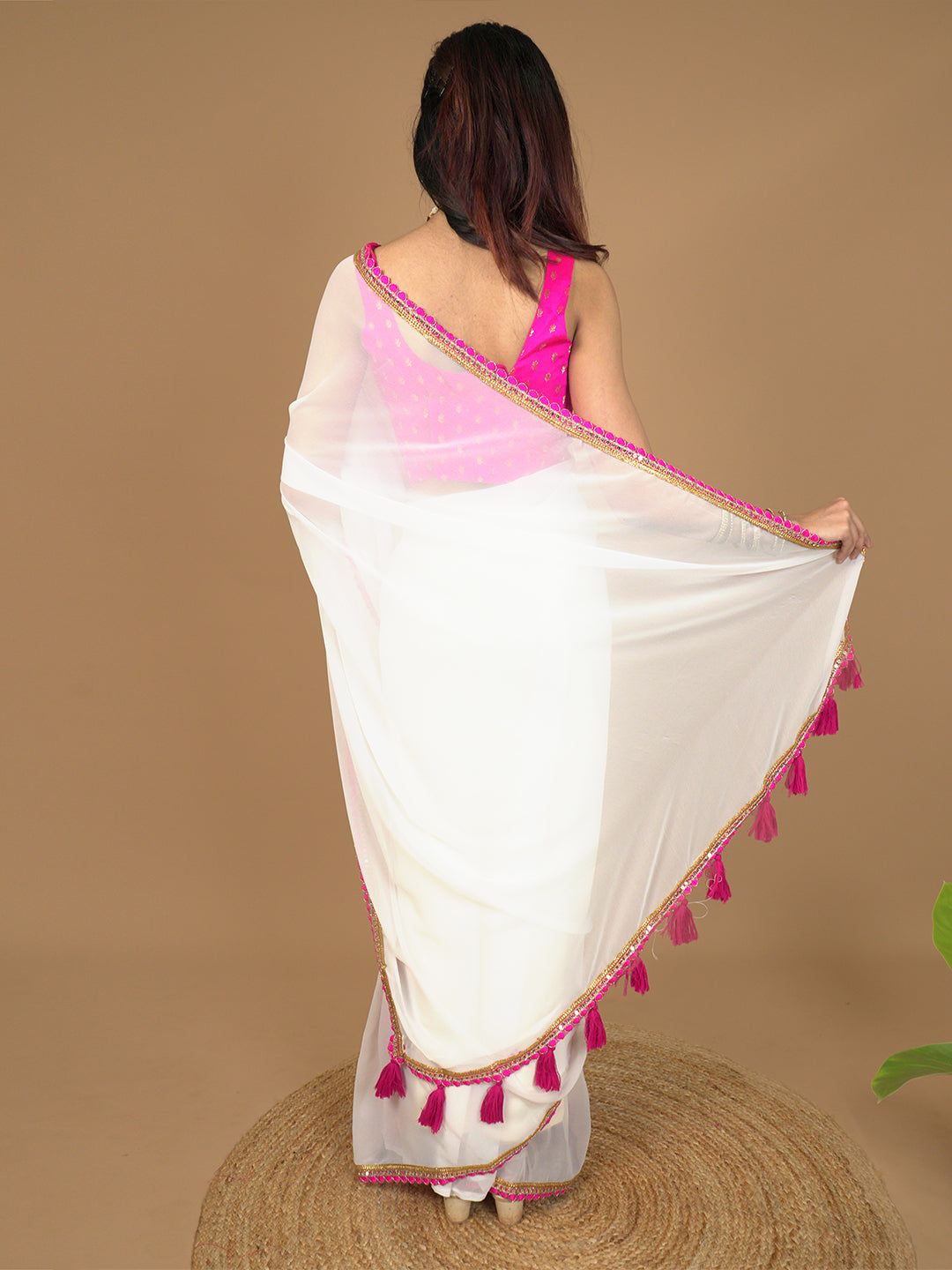 Solid Georgette Saree