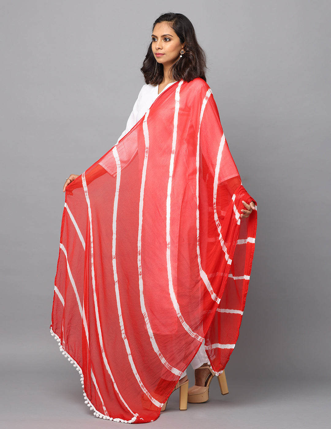 Striped Bandhini Chiffon Dupatta