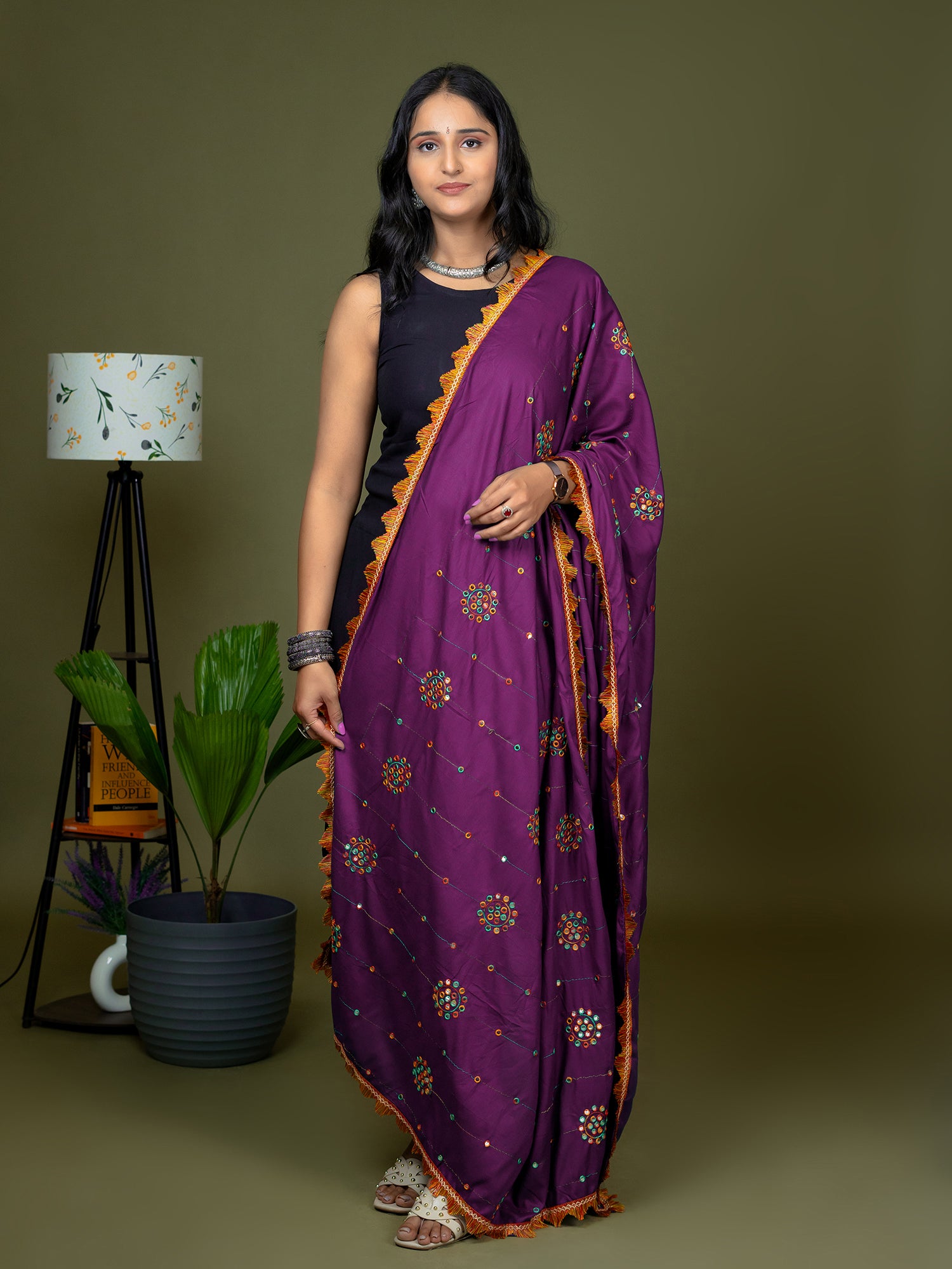 Mirror Work Viscose Rayon Dupatta