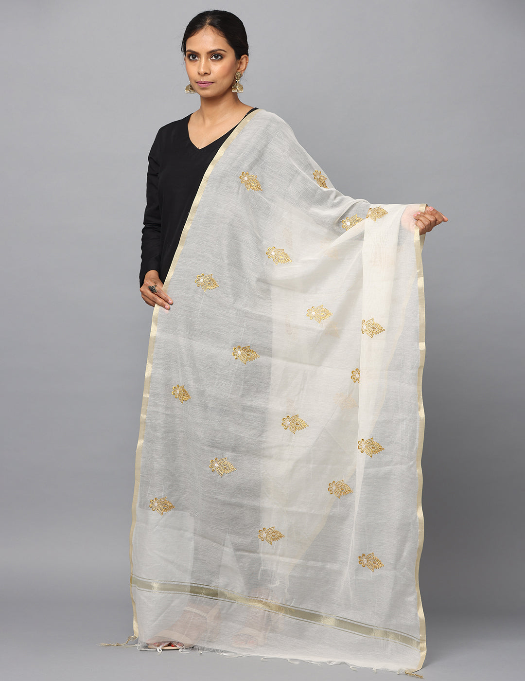 Embroidered Chanderi Dupatta