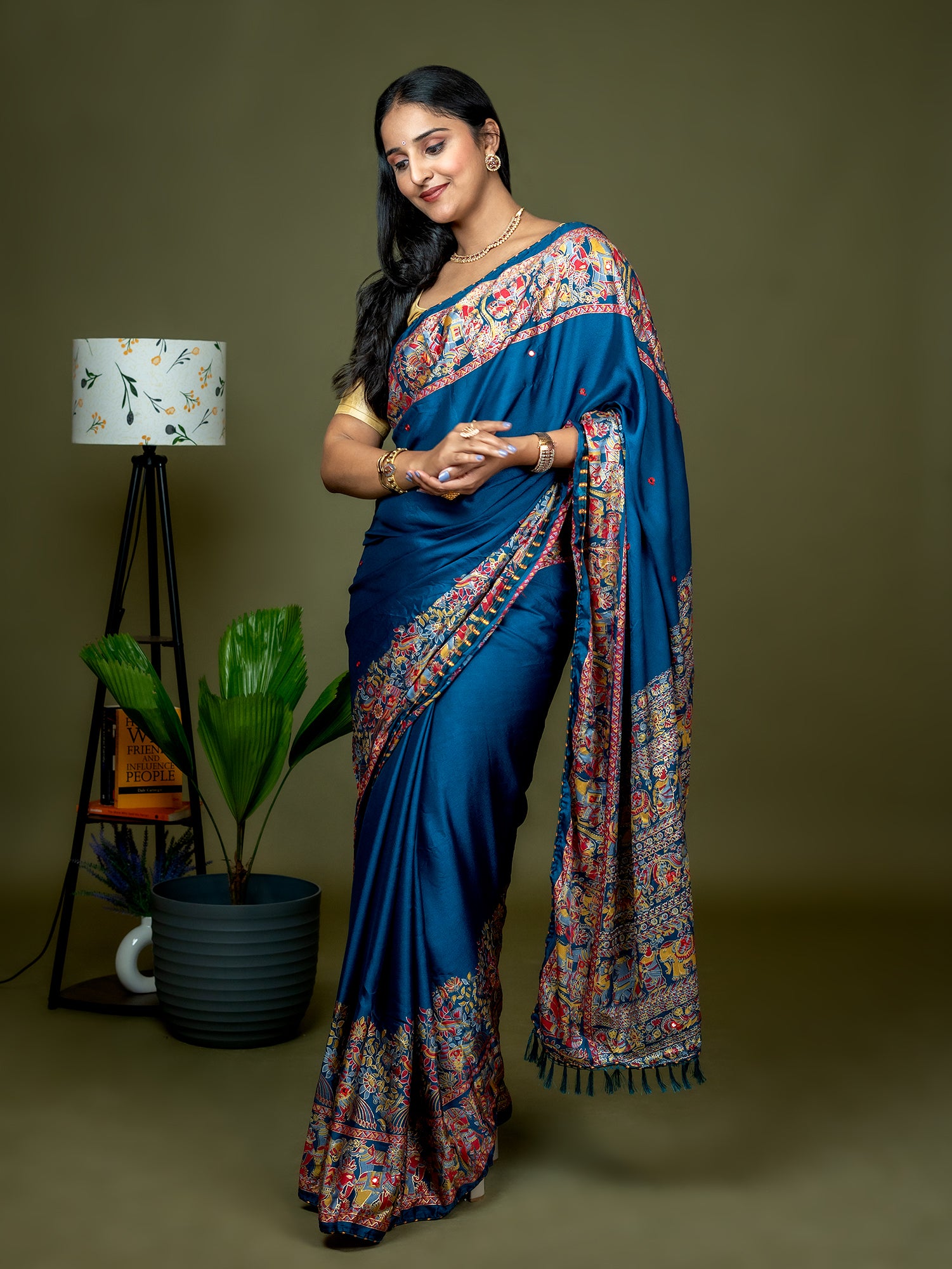 Teal Kutch Print Saree