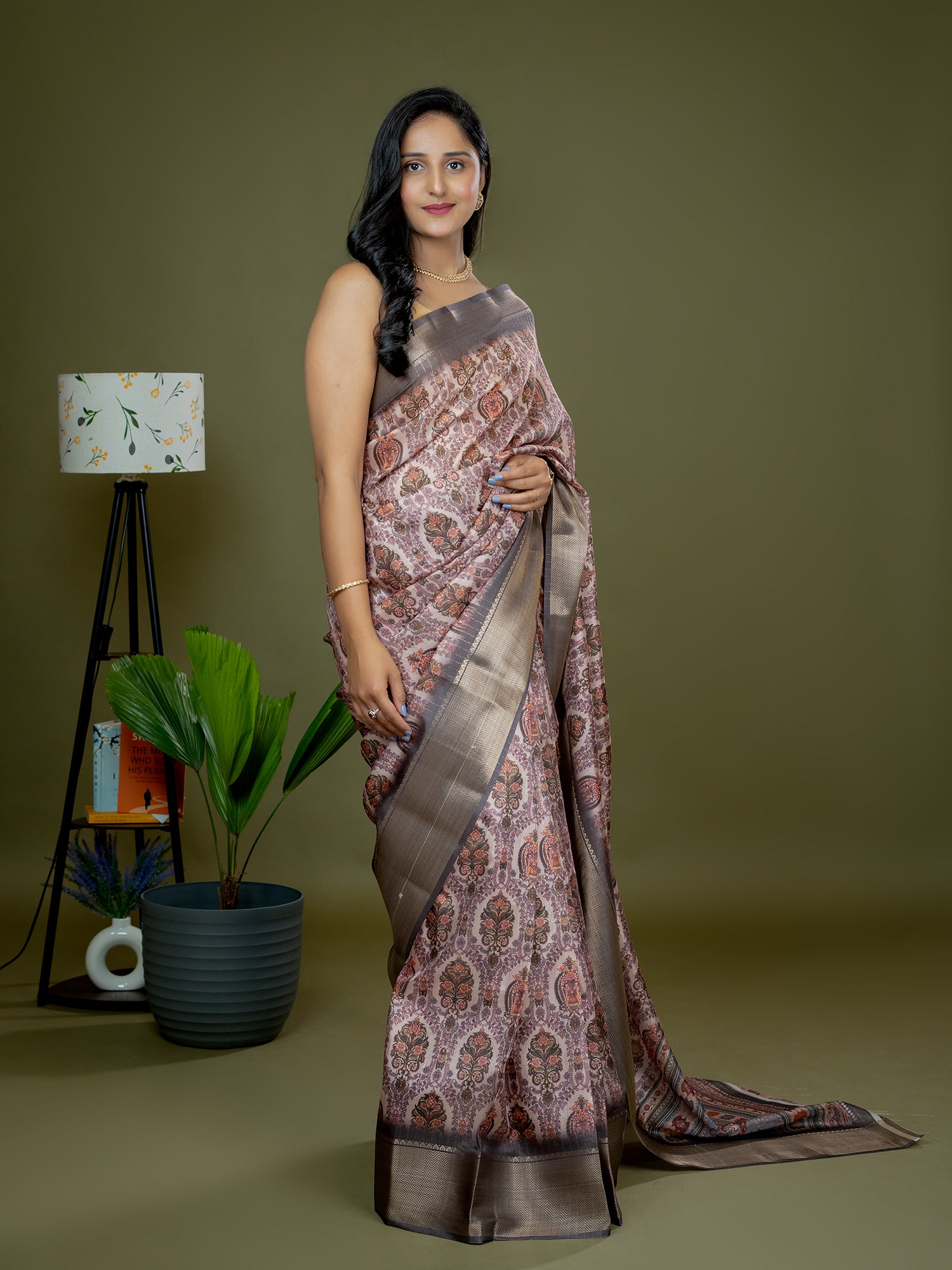 Mauve Ajrakh Digital Print Saree