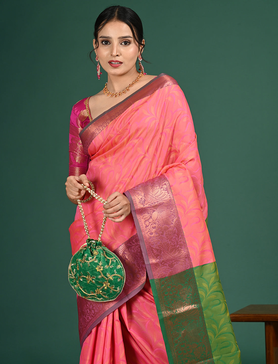 Pink South Art Silk Saree