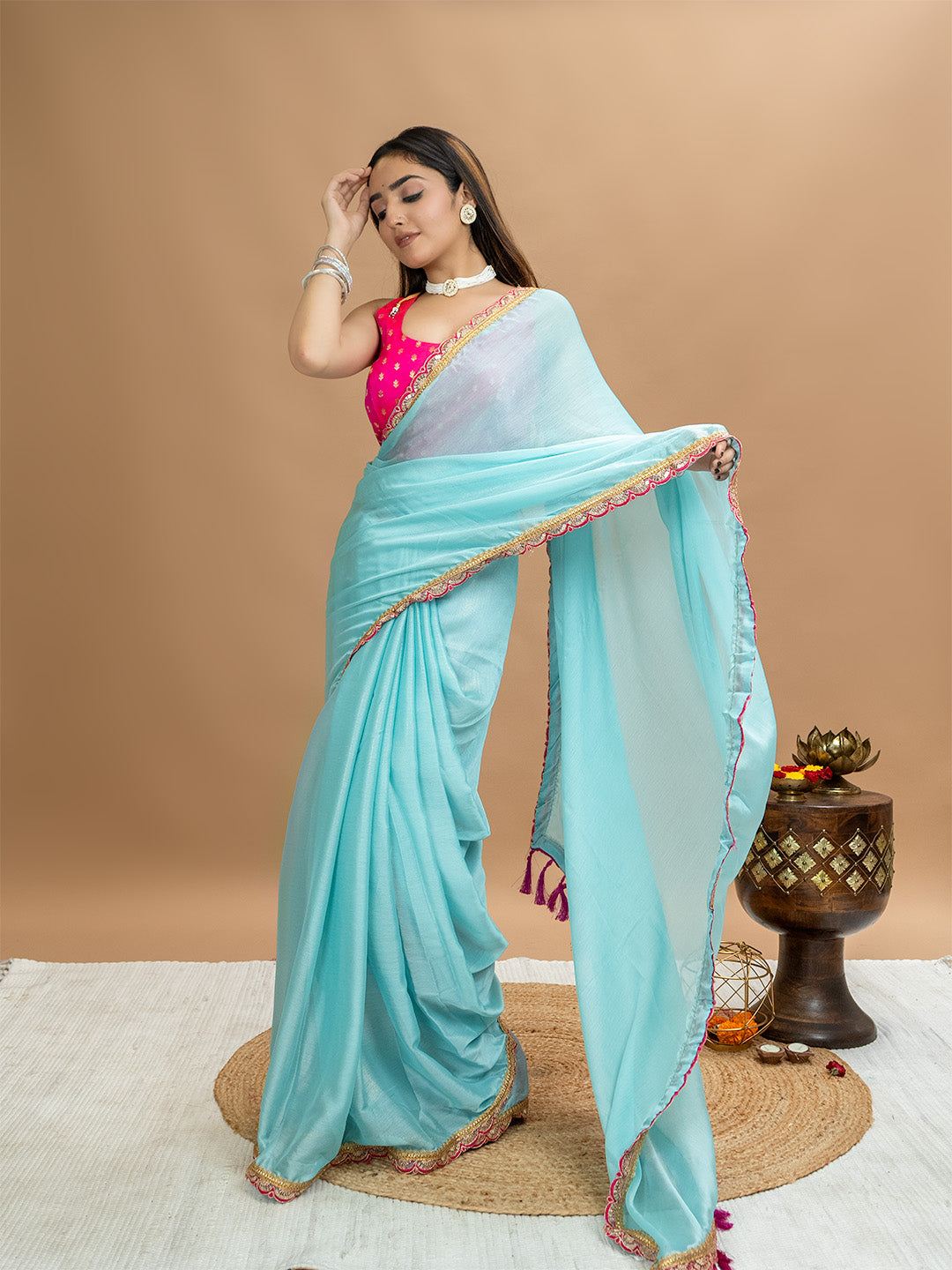 Seagreen Party Saree