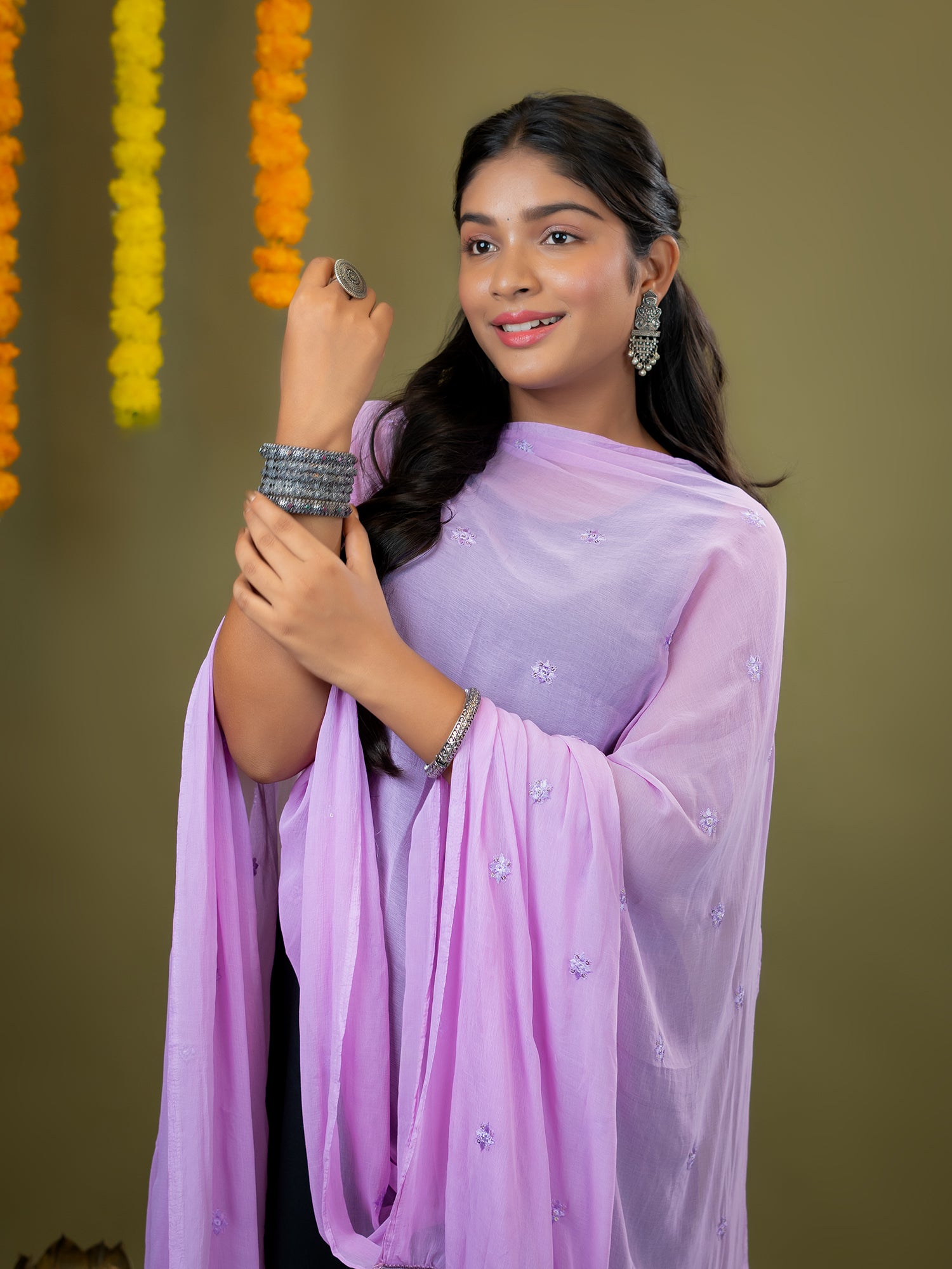 Lavender Chiffon Dupatta
