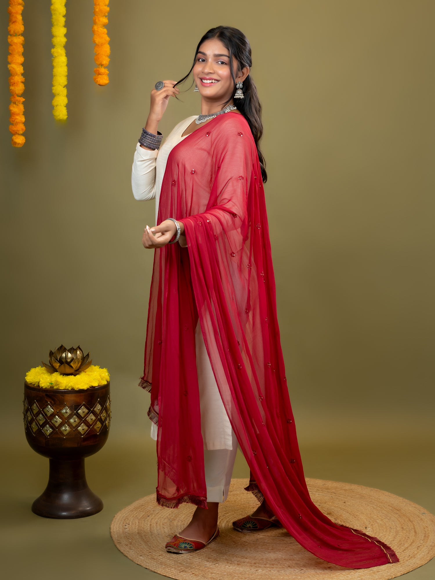 Embroidered Chiffon Dupatta