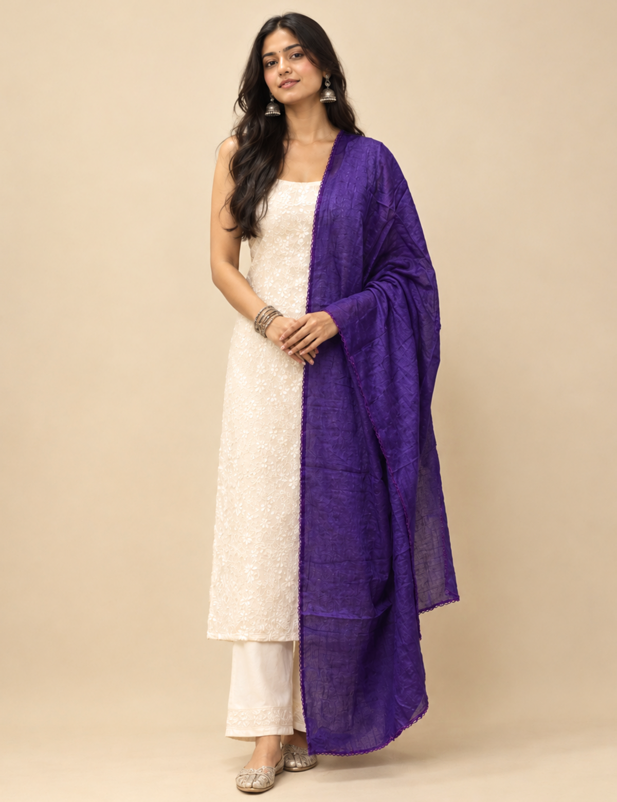 Solid Purple Cotton Dupatta