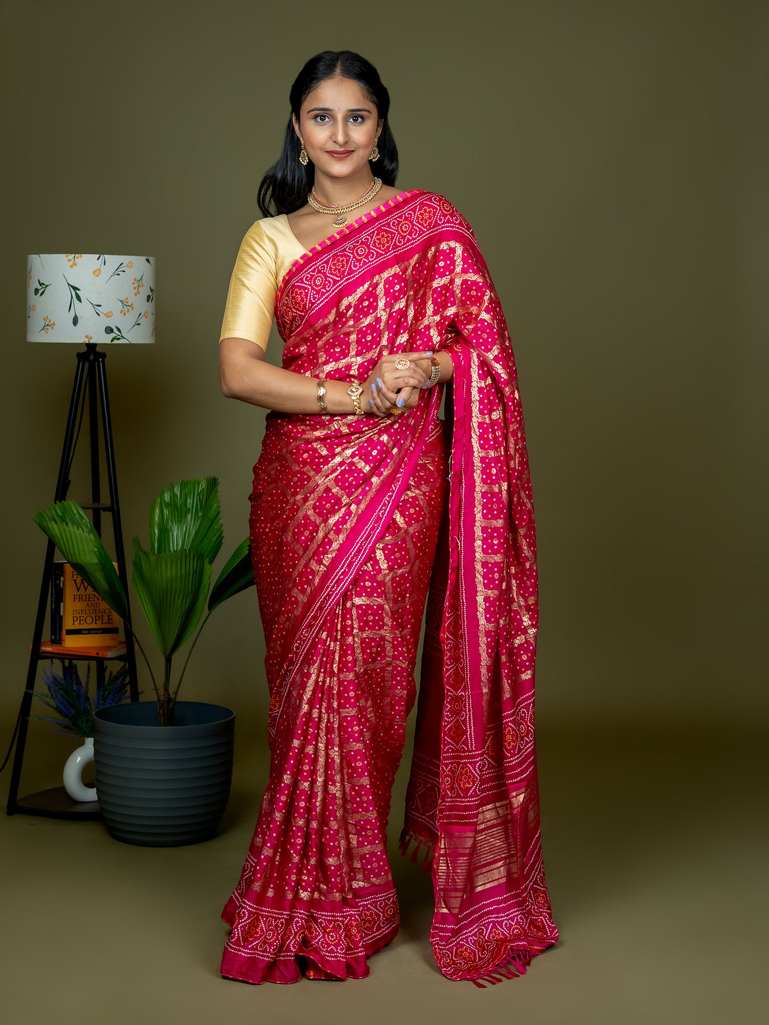 Fuchsia Bandhini Saree